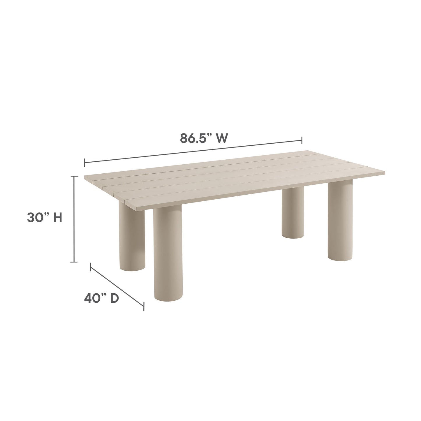 Nautica 7-Piece Rectangular Outdoor Patio Aluminum Dining Table and Chairs Set by Modway EEI-7062-IVO-TAU