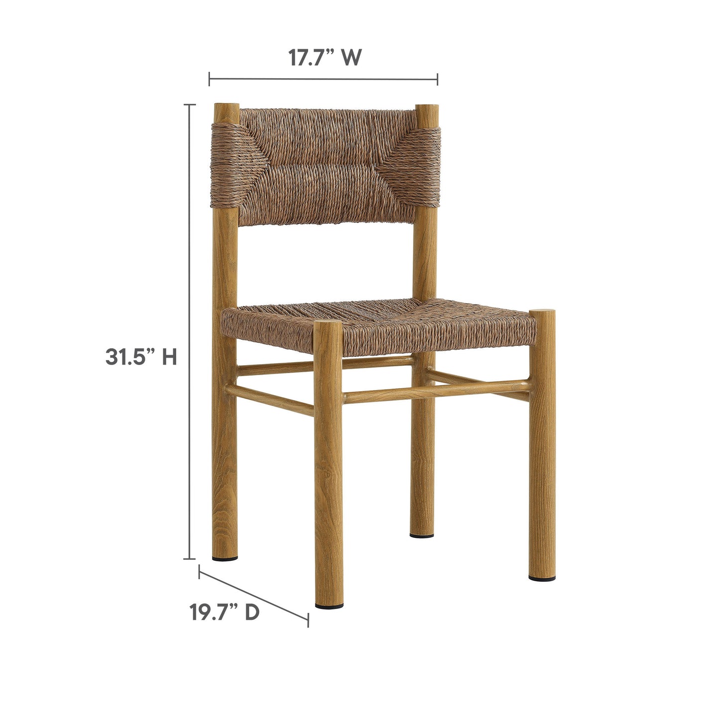 Parkland 7-Piece Rectangular Outdoor Patio Rattan and Aluminum Dining Table and Chairs Set by Modway EEI-7064-NAT