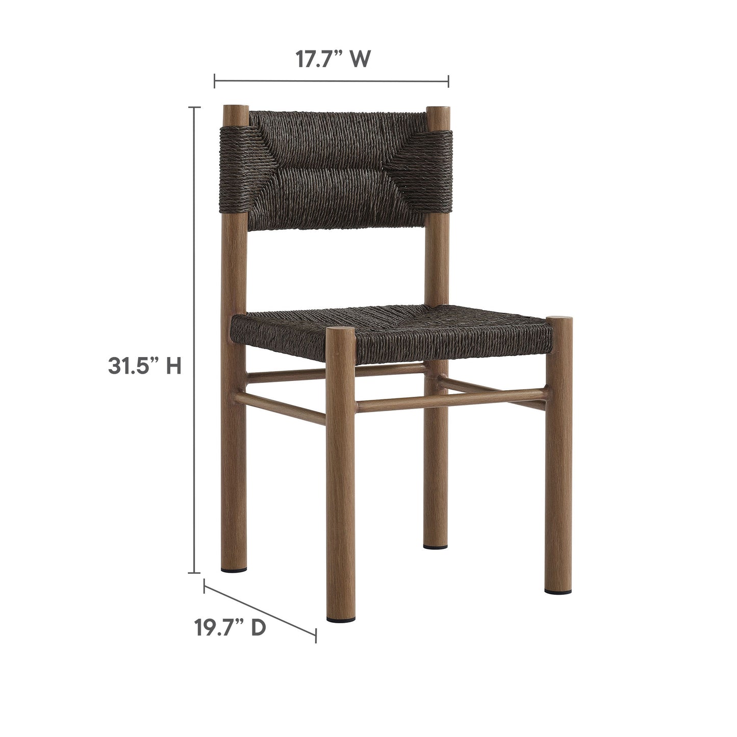 Parkland 7-Piece Rectangular Outdoor Patio Rattan and Aluminum Dining Table and Chairs Set by Modway EEI-7064-WAL