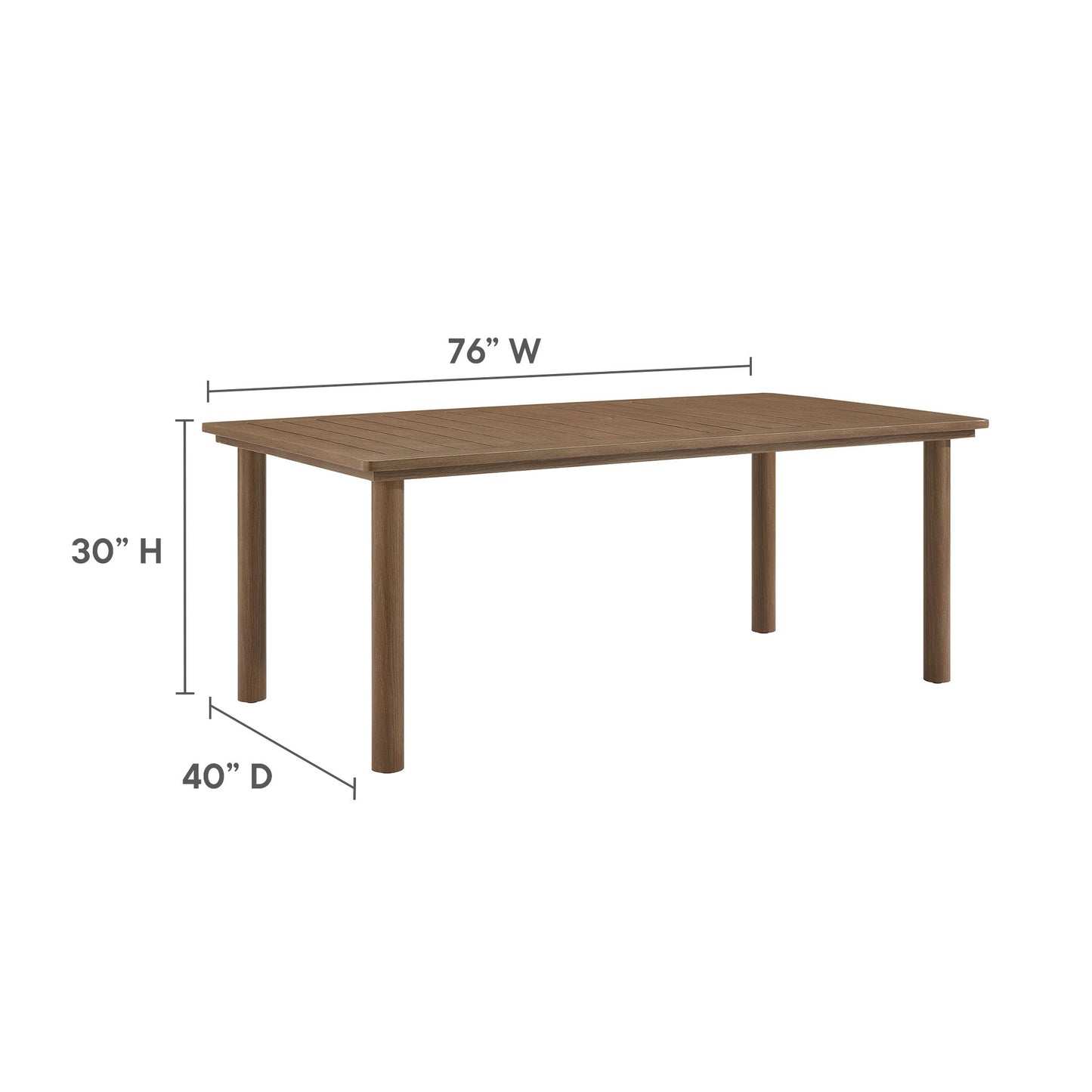 Parkland 7-Piece Rectangular Outdoor Patio Rattan and Aluminum Dining Table and Chairs Set by Modway EEI-7064-WAL