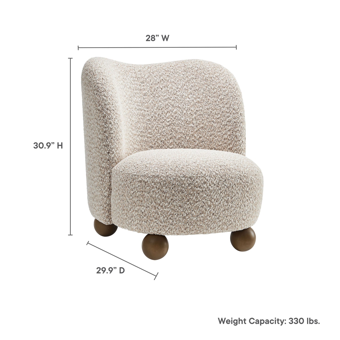 Monroe Accent Chair by Modway - Boucle Fabric & Performance Velvet Options