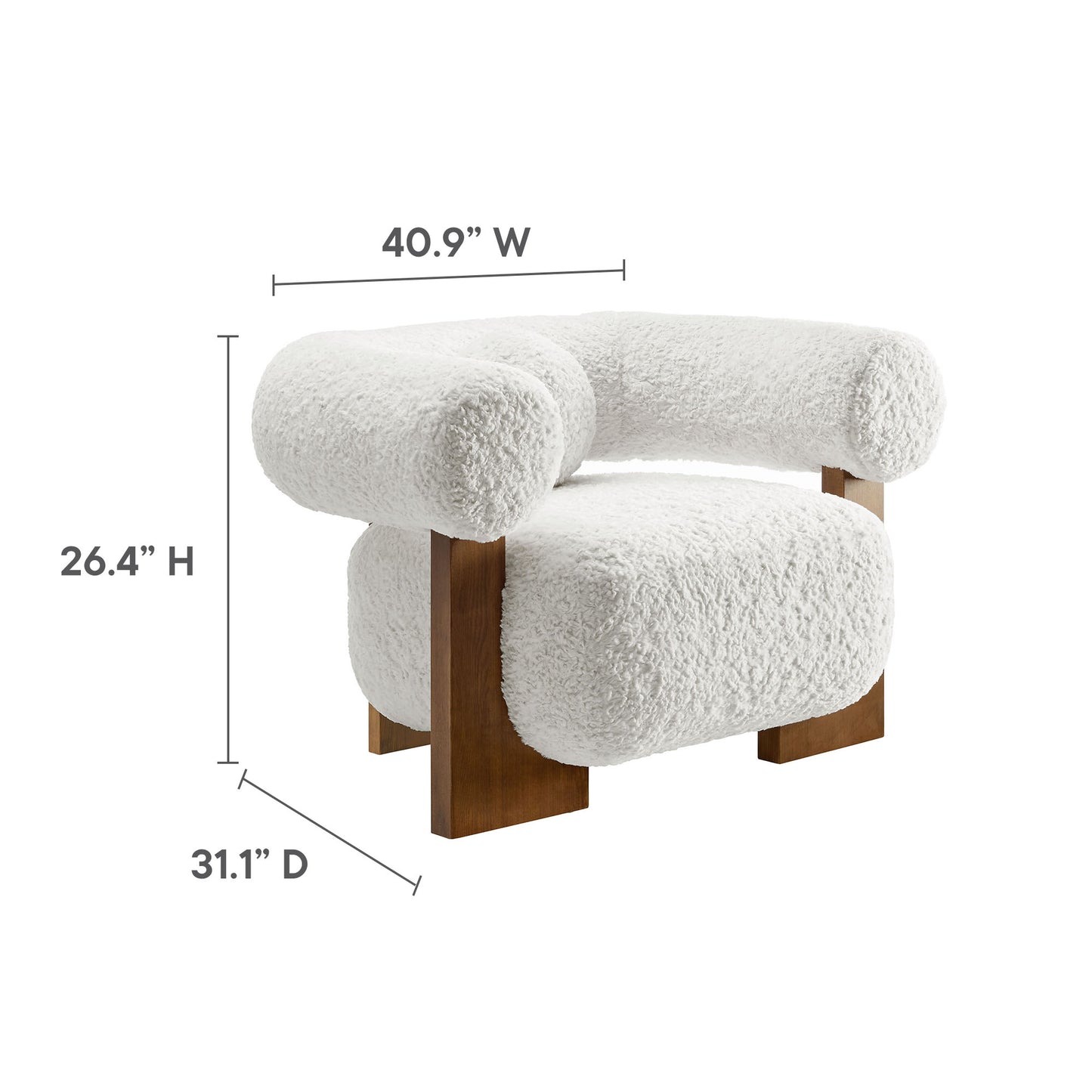 Jace Accent Chair by Modway - Faux Fur and Boucle Fabric Options