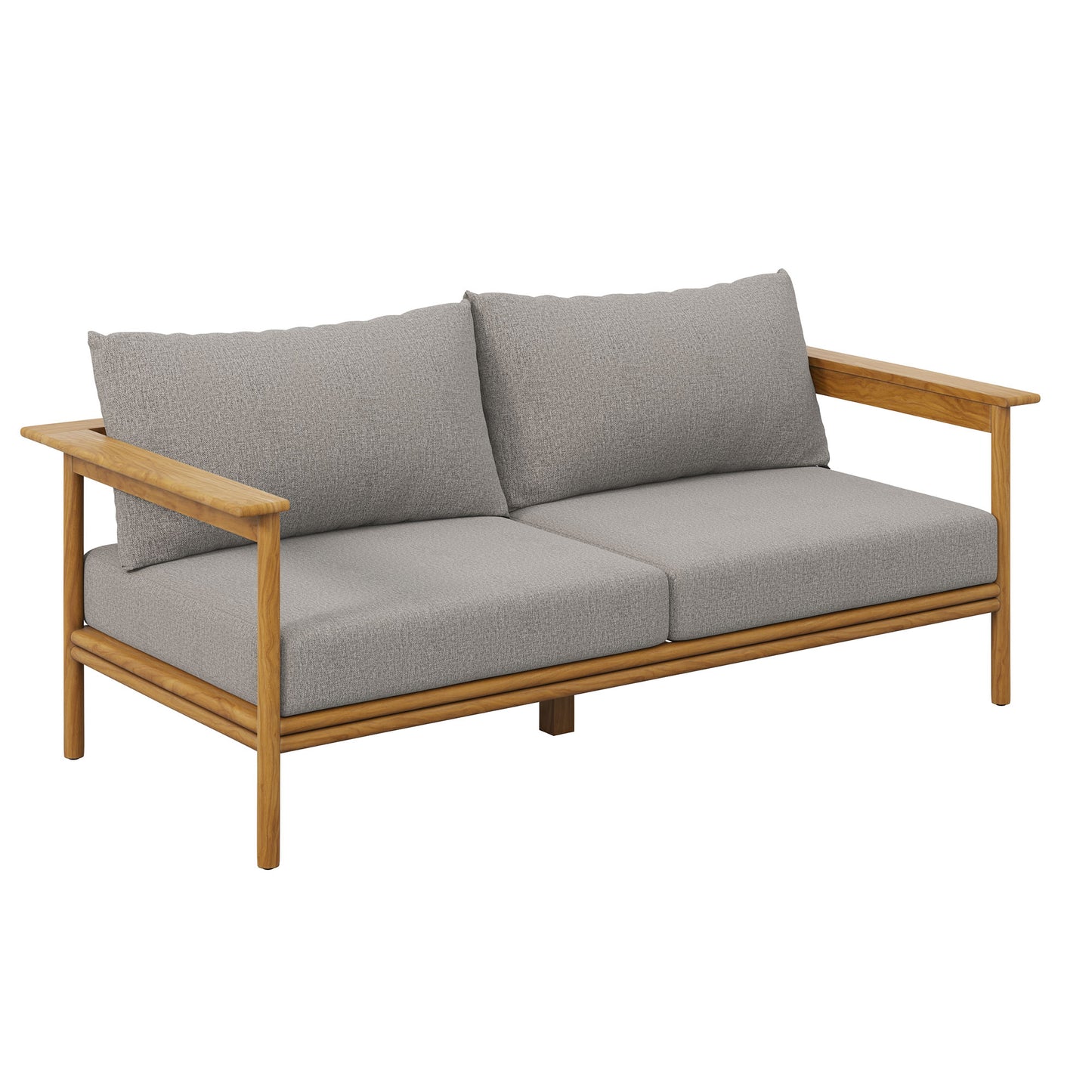 Wren 2-Piece Outdoor Patio Teak Wood Sofa and Ottoman Set by Modway EEI-7066-NAT-DRI