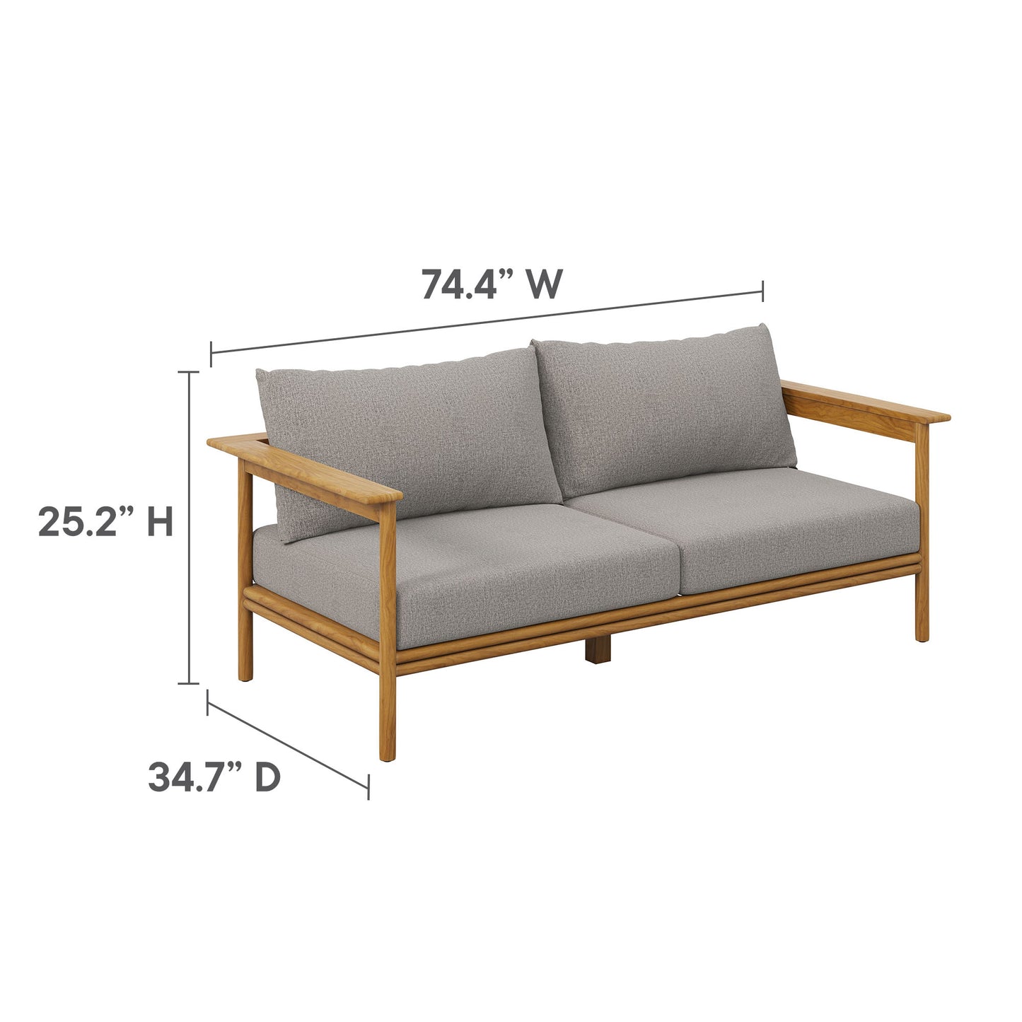 Wren Outdoor Patio Teak Wood Sofa by Modway