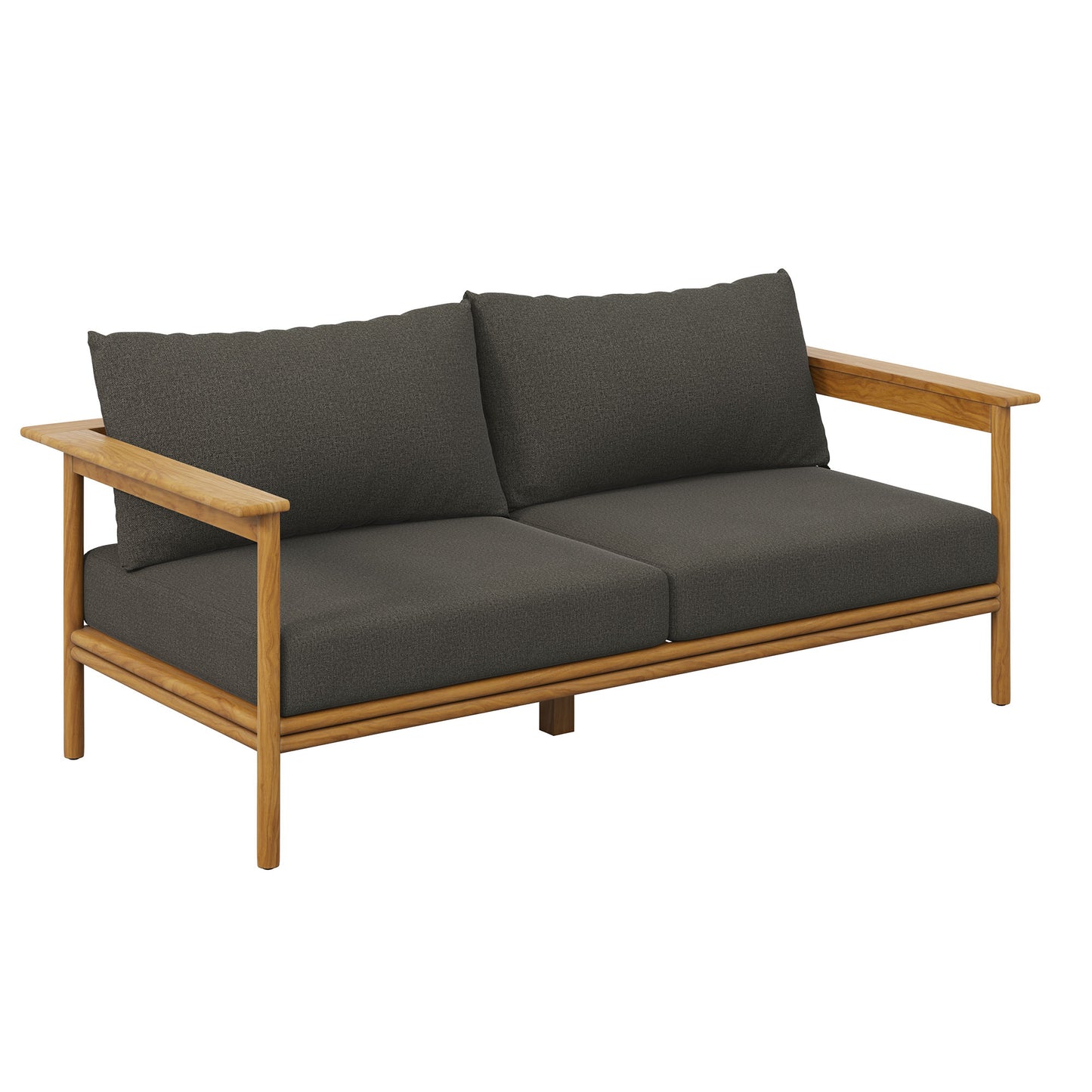 Wren 2-Piece Outdoor Patio Teak Wood Sofa and Ottoman Set by Modway EEI-7066-NAT-FLI