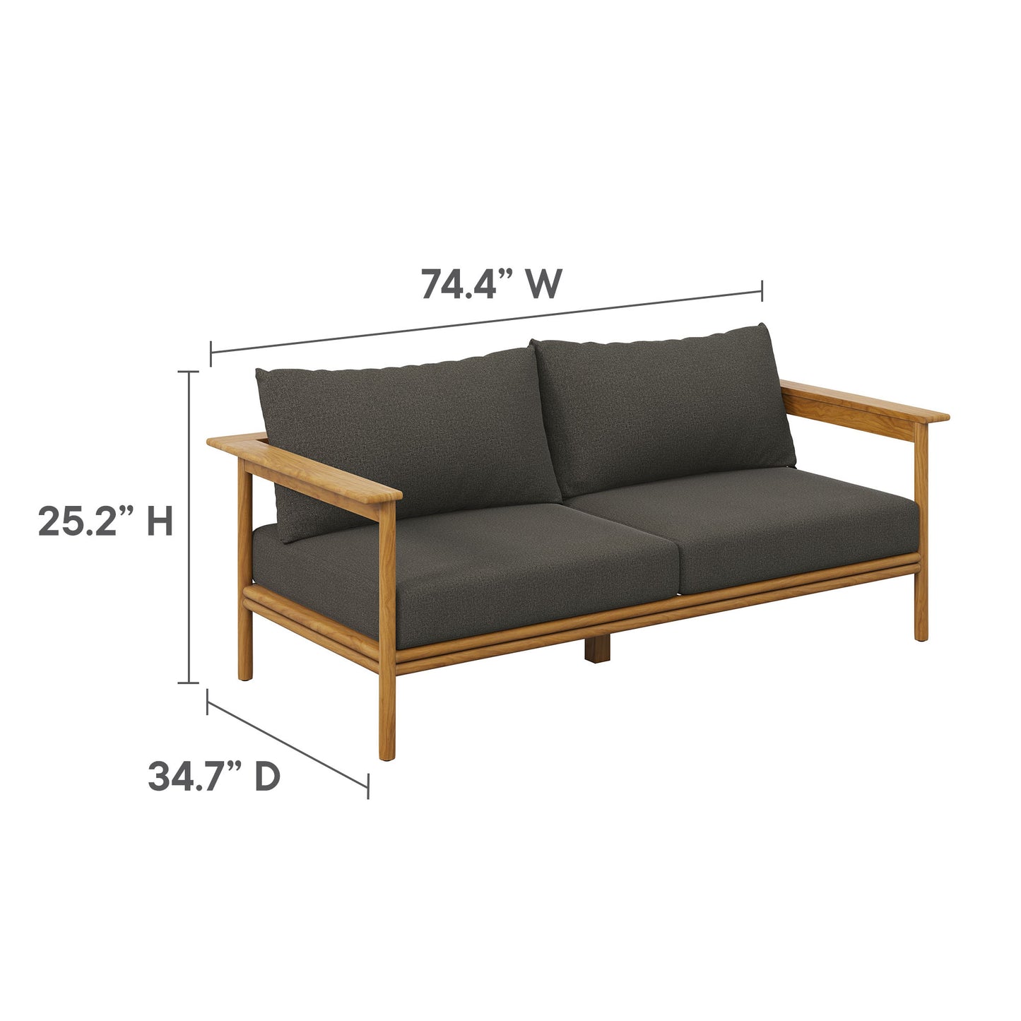 Wren Outdoor Patio Teak Wood Sofa by Modway