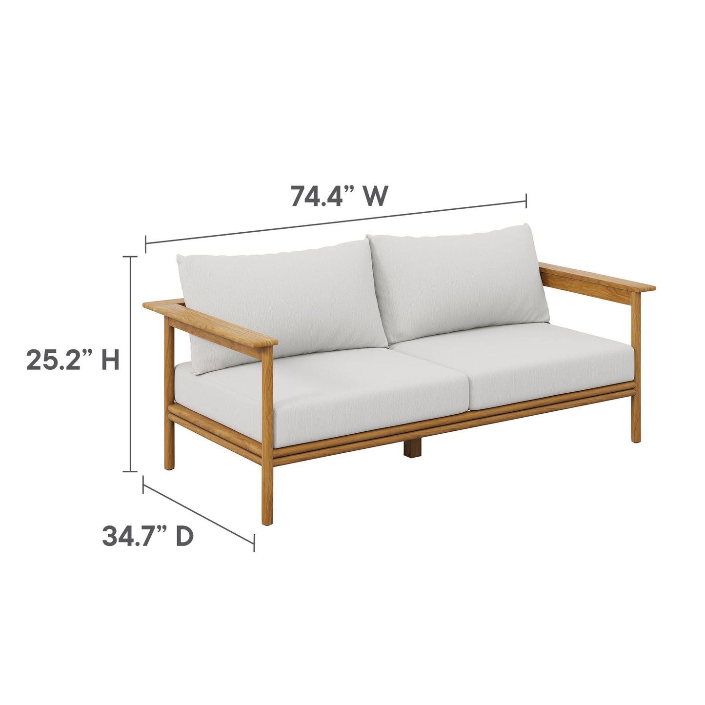 Wren 2-Piece Outdoor Patio Teak Wood Sofa and Ottoman Set by Modway EEI-7066-NAT-SAI