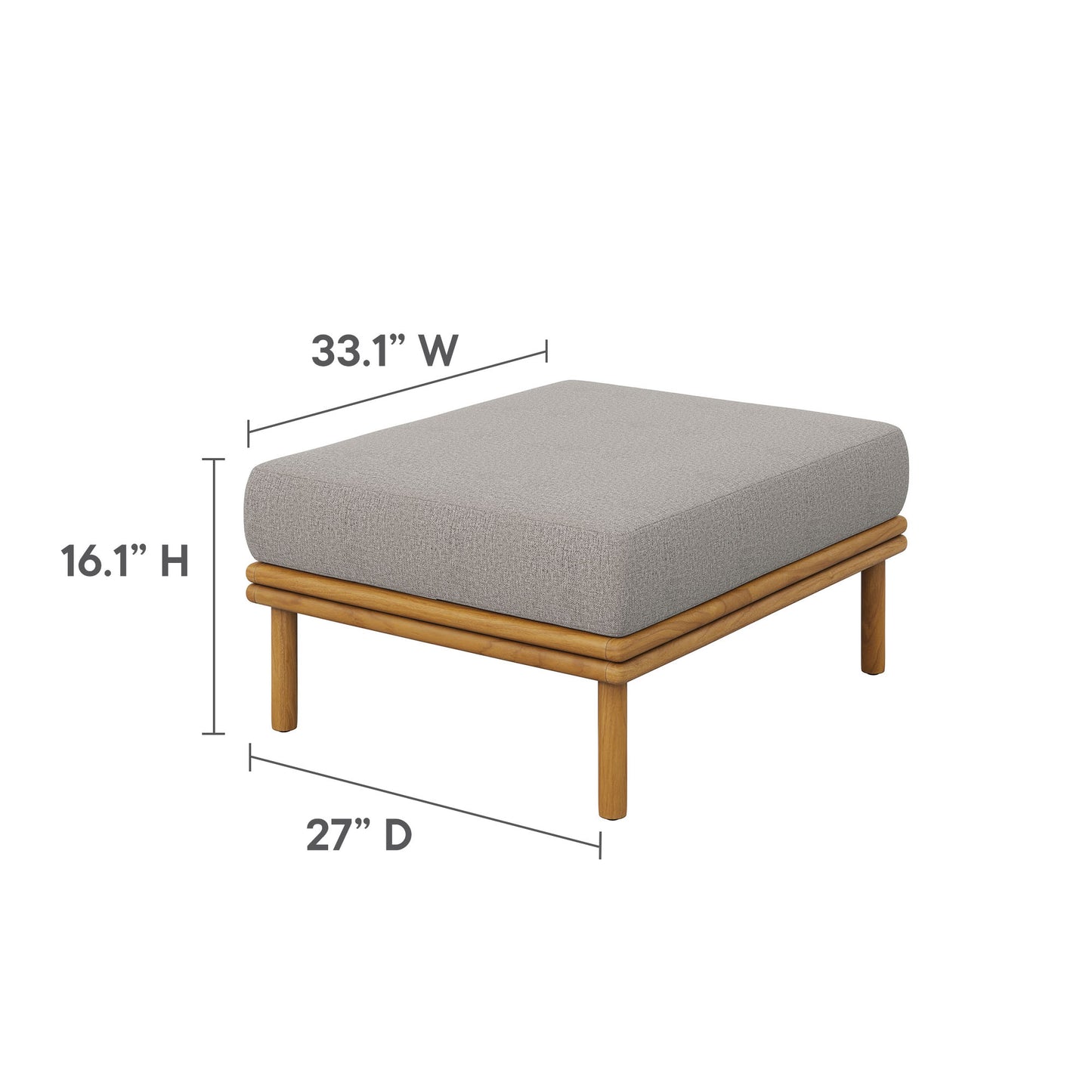 Wren 2-Piece Outdoor Patio Teak Wood Sofa and Ottoman Set by Modway EEI-7066-NAT-DRI