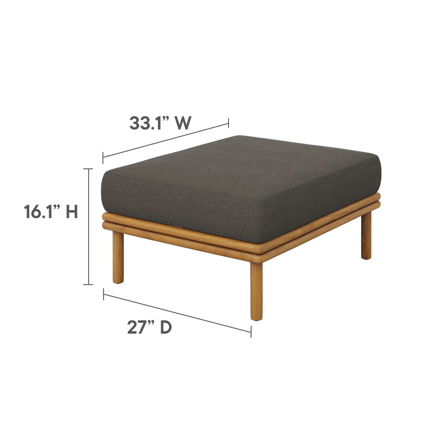 Wren 2-Piece Outdoor Patio Teak Wood Sofa and Ottoman Set by Modway EEI-7066-NAT-FLI