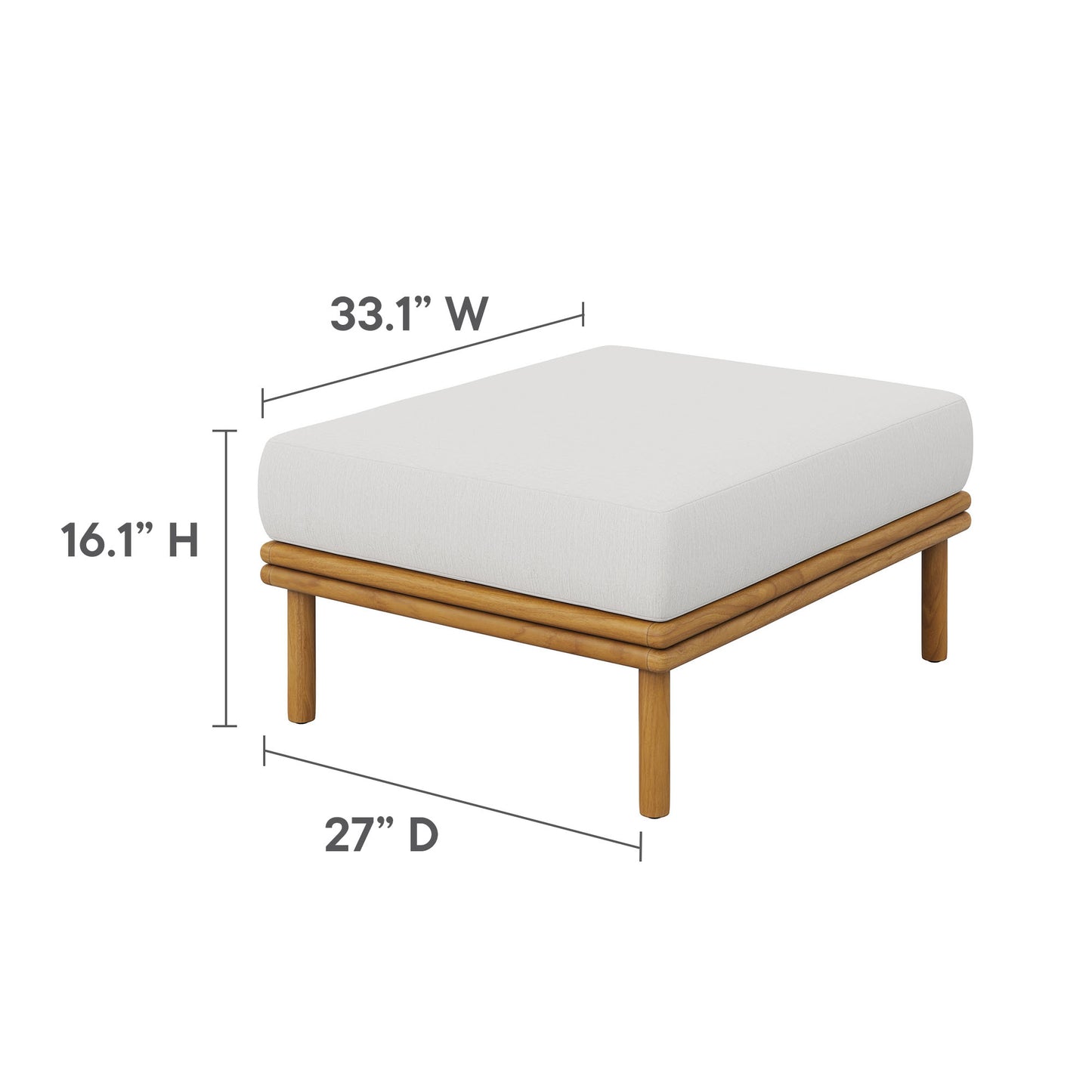 Wren 2-Piece Outdoor Patio Teak Wood Sofa and Ottoman Set by Modway EEI-7066-NAT-SAI