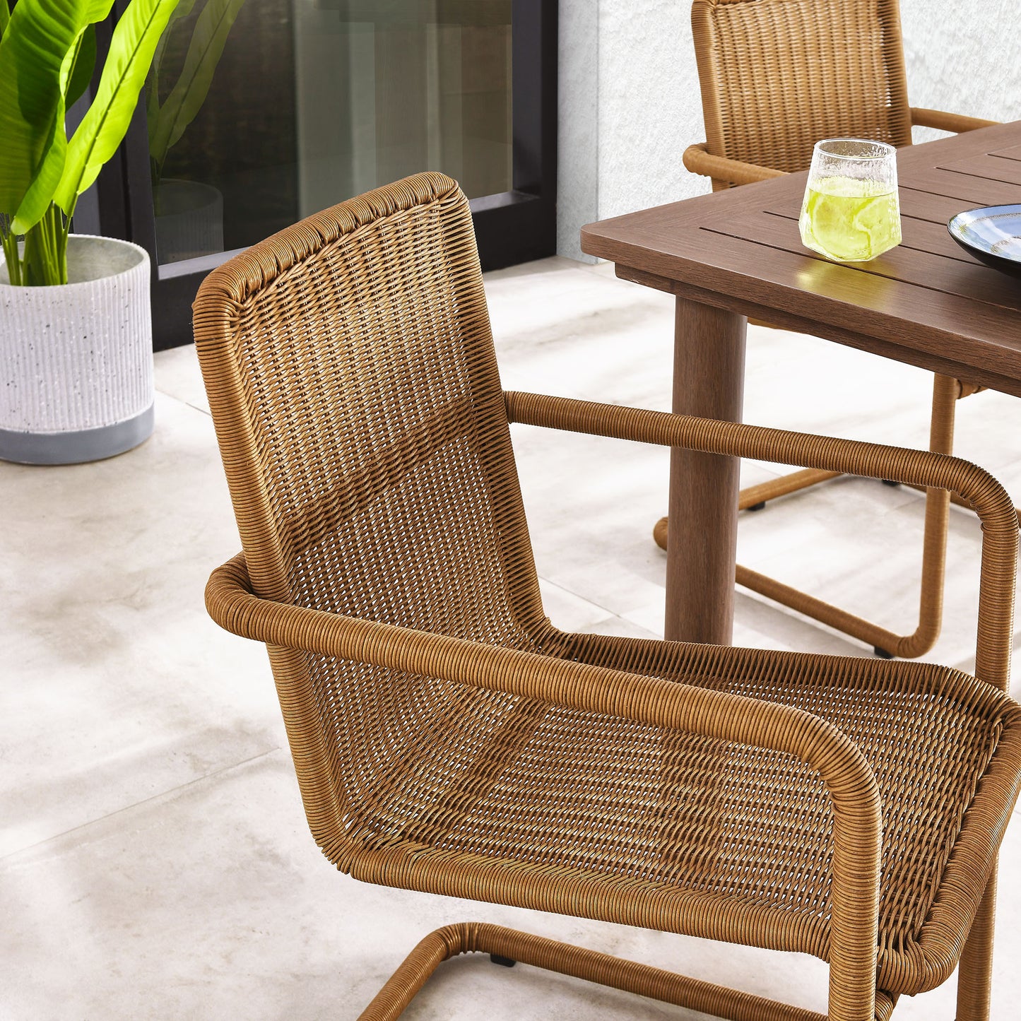 Abacus Outdoor Patio Wicker Dining Chairs Set of 2 by Modway