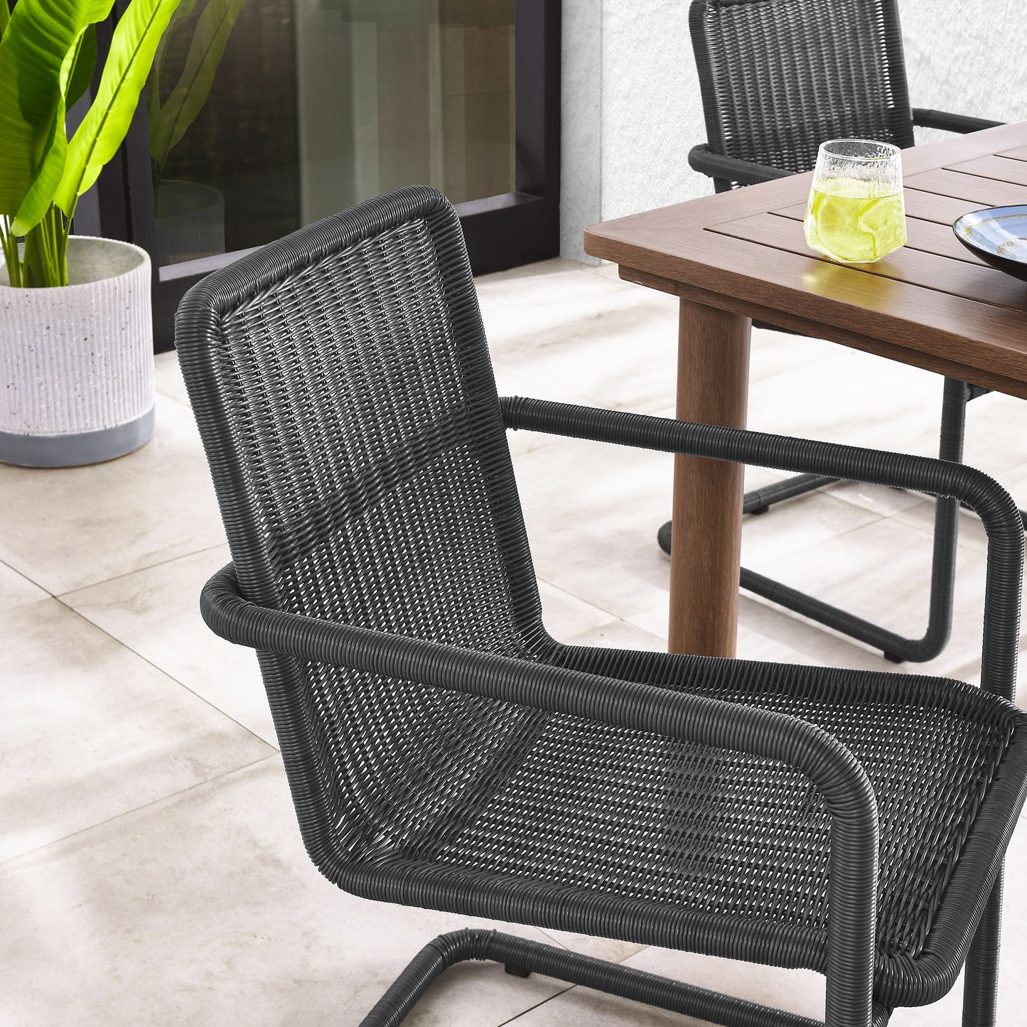 Abacus Outdoor Patio Wicker Dining Chairs Set of 2 by Modway