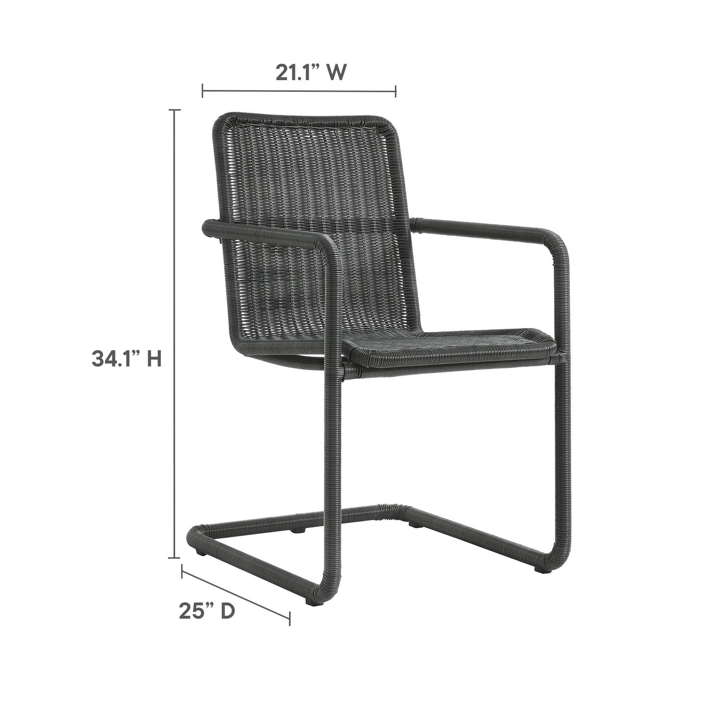 Abacus 7-Piece Rectangular Outdoor Patio Aluminum Dining Table Set with Rattan Armchairs by Modway EEI-7073-SLA-WAL