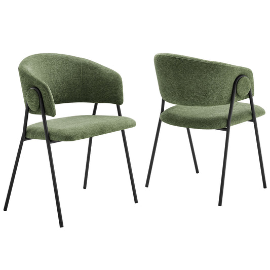 Nella Upholstered Dining Chairs Set of 2 by Modway - Chenille & Performance Velvet