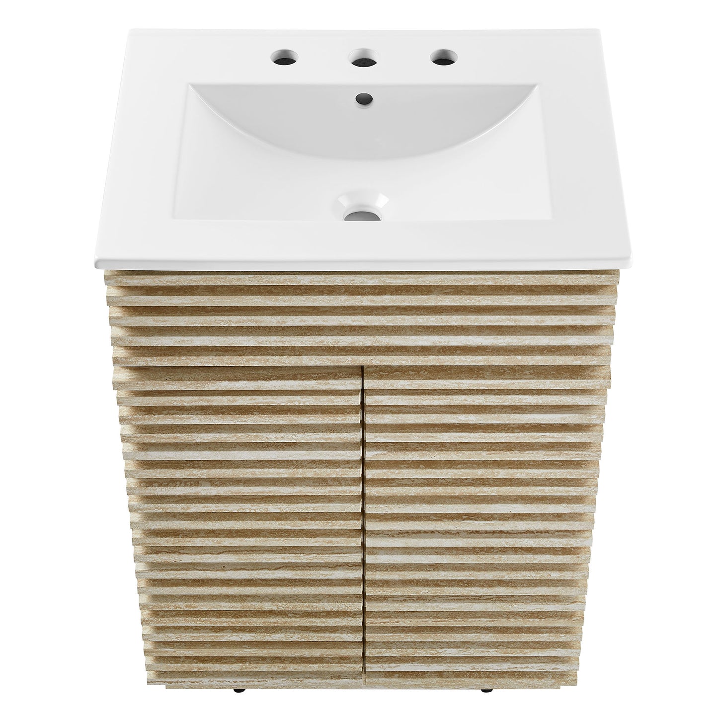 Render 24" Faux Travertine Bathroom Vanity With Sink by Modway EEI-7047-WHI