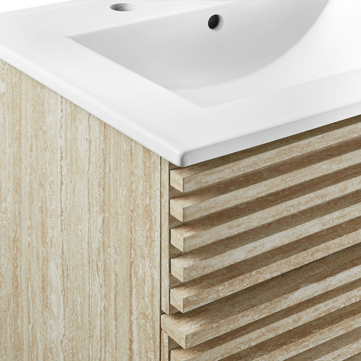 Render 24" Faux Travertine Bathroom Vanity With Sink by Modway EEI-7047-WHI