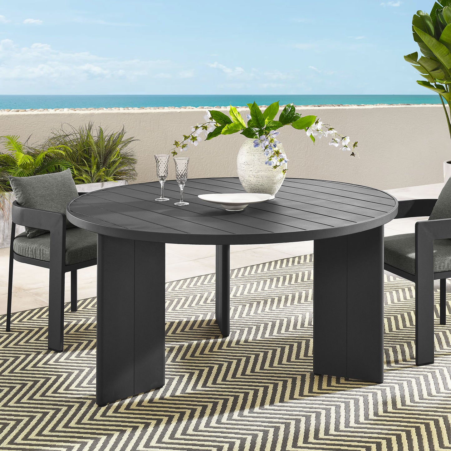 Tahoe Round Outdoor Patio Aluminum Dining Table by Modway EEI-7055-GRY