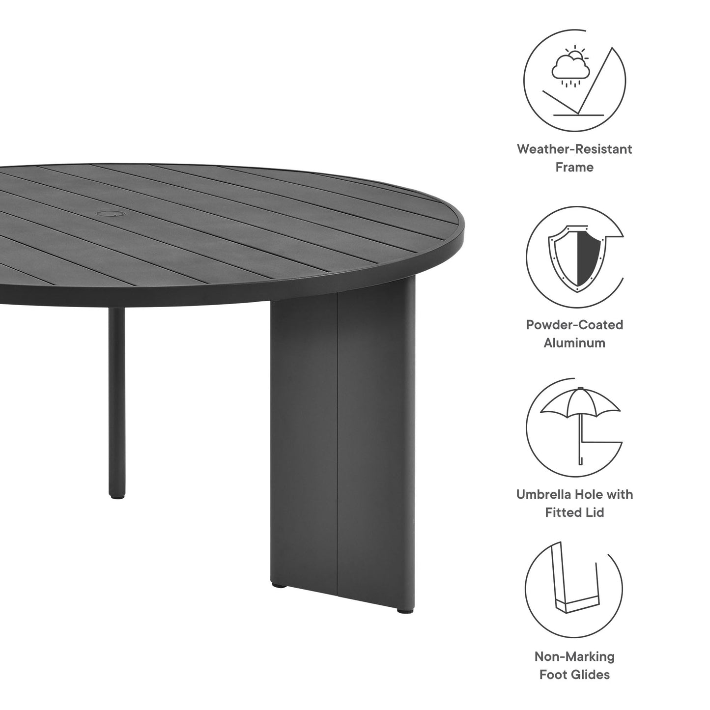 Tahoe Round Outdoor Patio Aluminum Dining Table by Modway EEI-7055-GRY