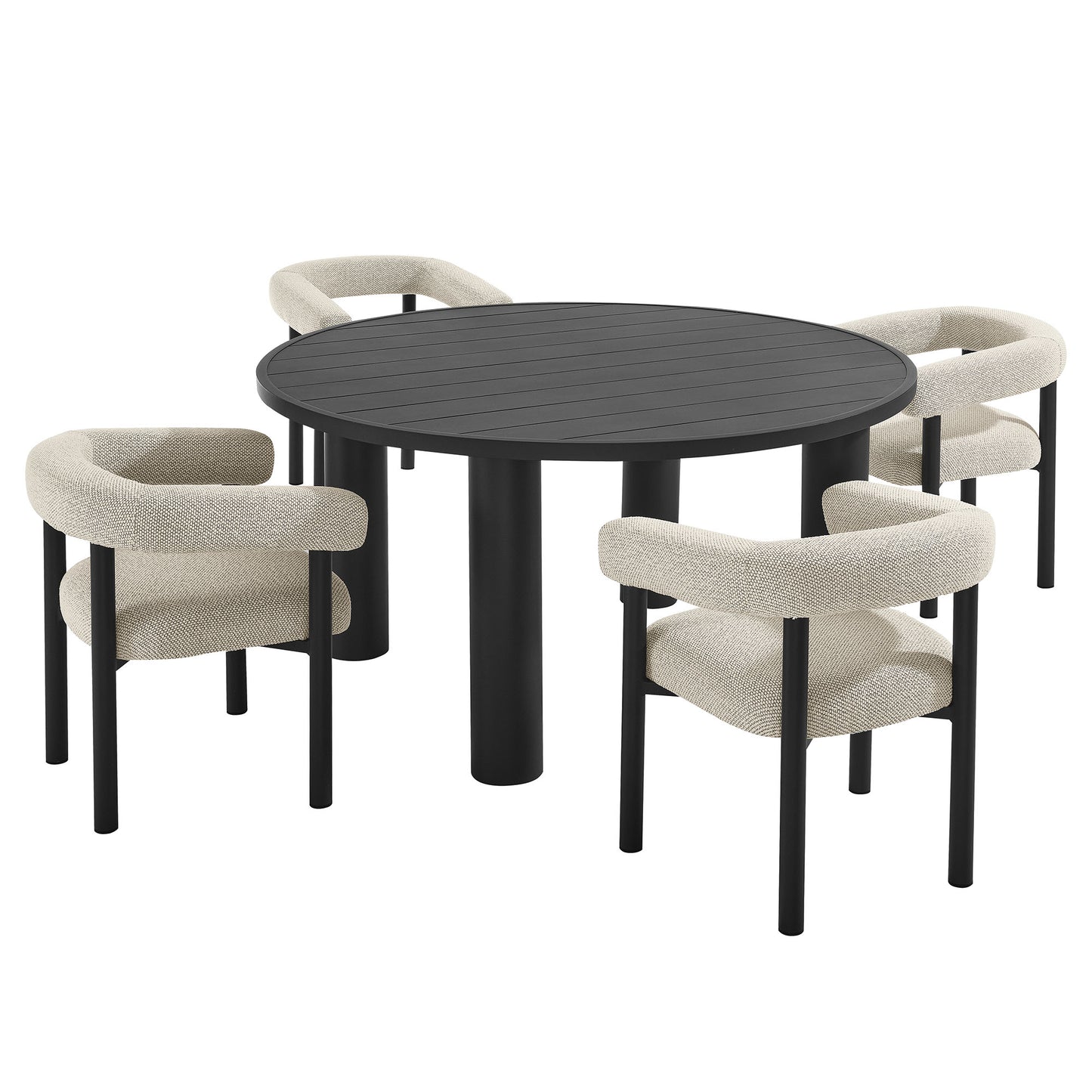 Nautica 5-Piece Round Outdoor Patio Aluminum Dining Table and Chairs Set by Modway EEI-7063-IVO-GPH