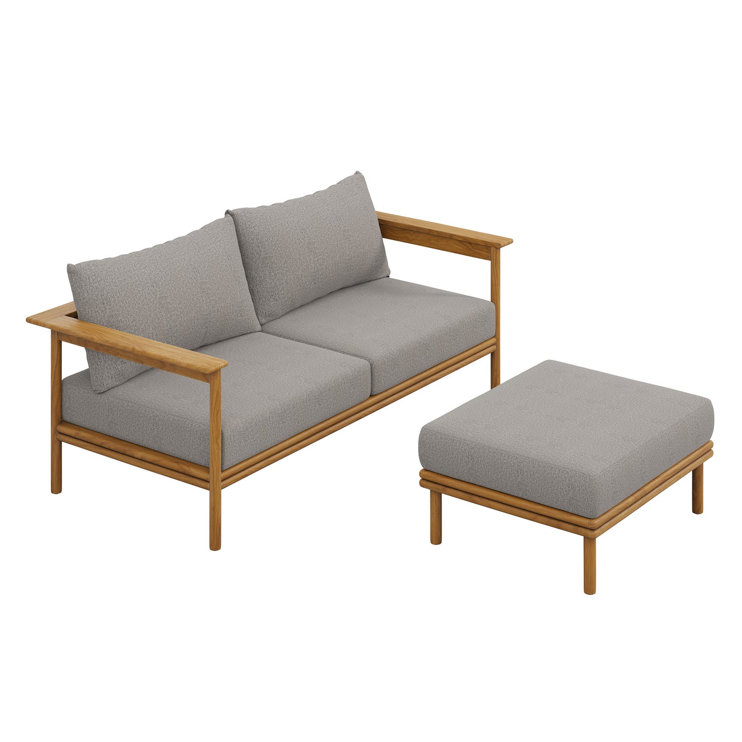 Wren 2-Piece Outdoor Patio Teak Wood Sofa and Ottoman Set by Modway EEI-7066-NAT-DRI