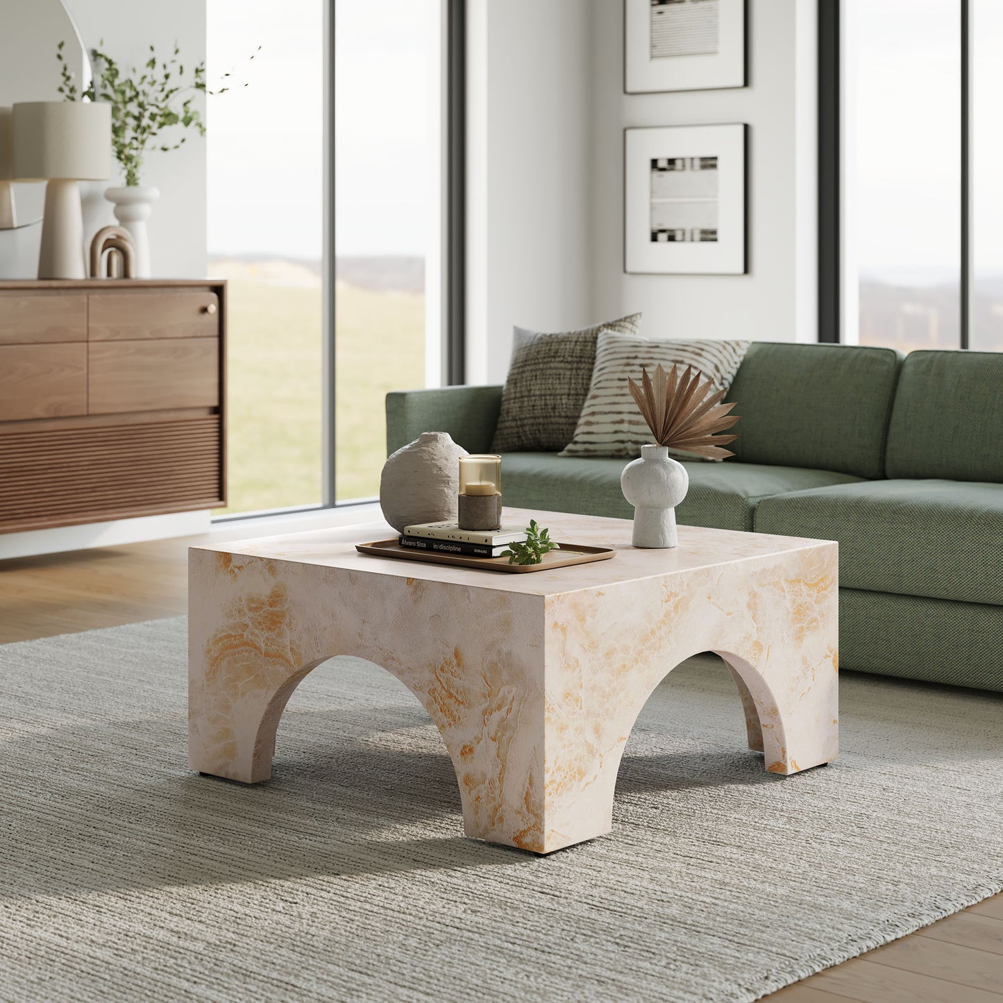 Valen Indoor - Outdoor Patio Arched Concrete Coffee Table by Modway EEI-7097-HYX