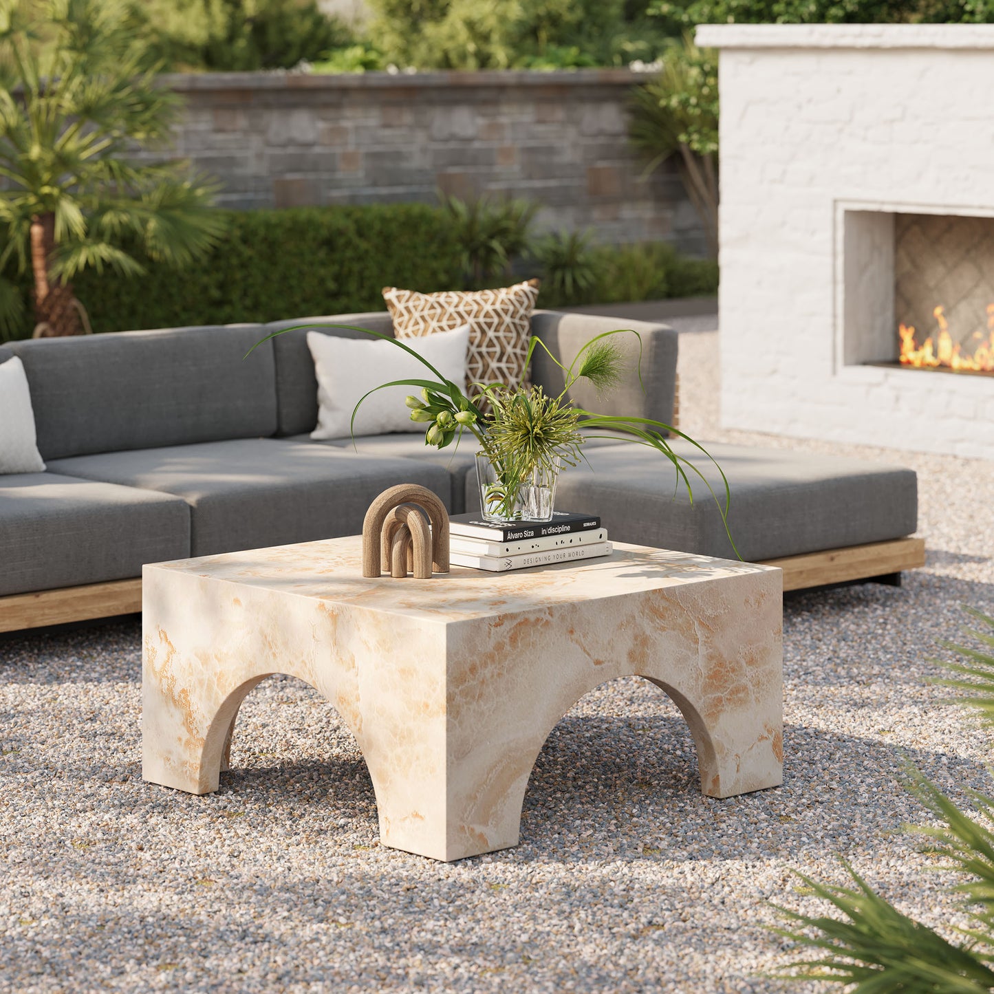 Valen Indoor - Outdoor Patio Arched Concrete Coffee Table by Modway EEI-7097-HYX