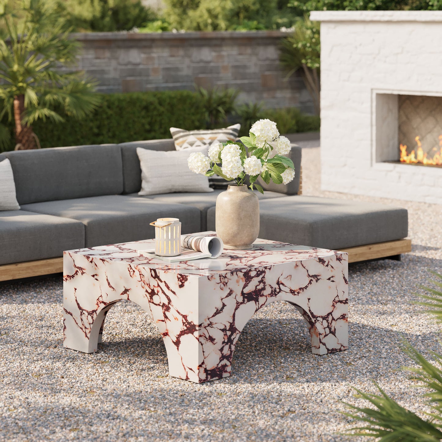 Valen Indoor - Outdoor Patio Arched Concrete Coffee Table by Modway EEI-7097-RED