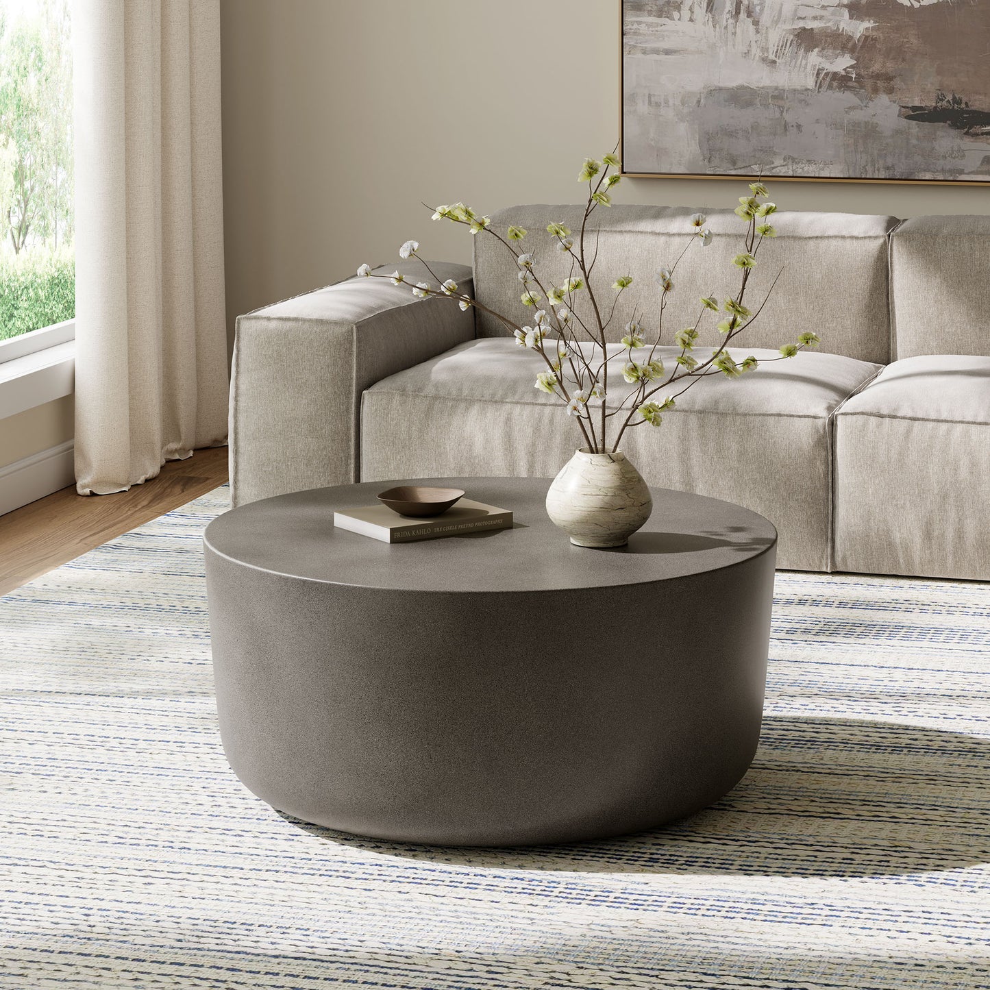 Brion Round Indoor - Outdoor Patio Concrete Coffee Table by Modway