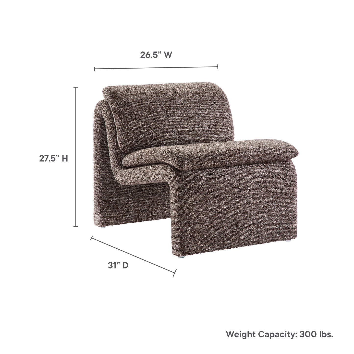 Dune Boucle Upholstered Armless Accent Chair by Modway EEI-7103