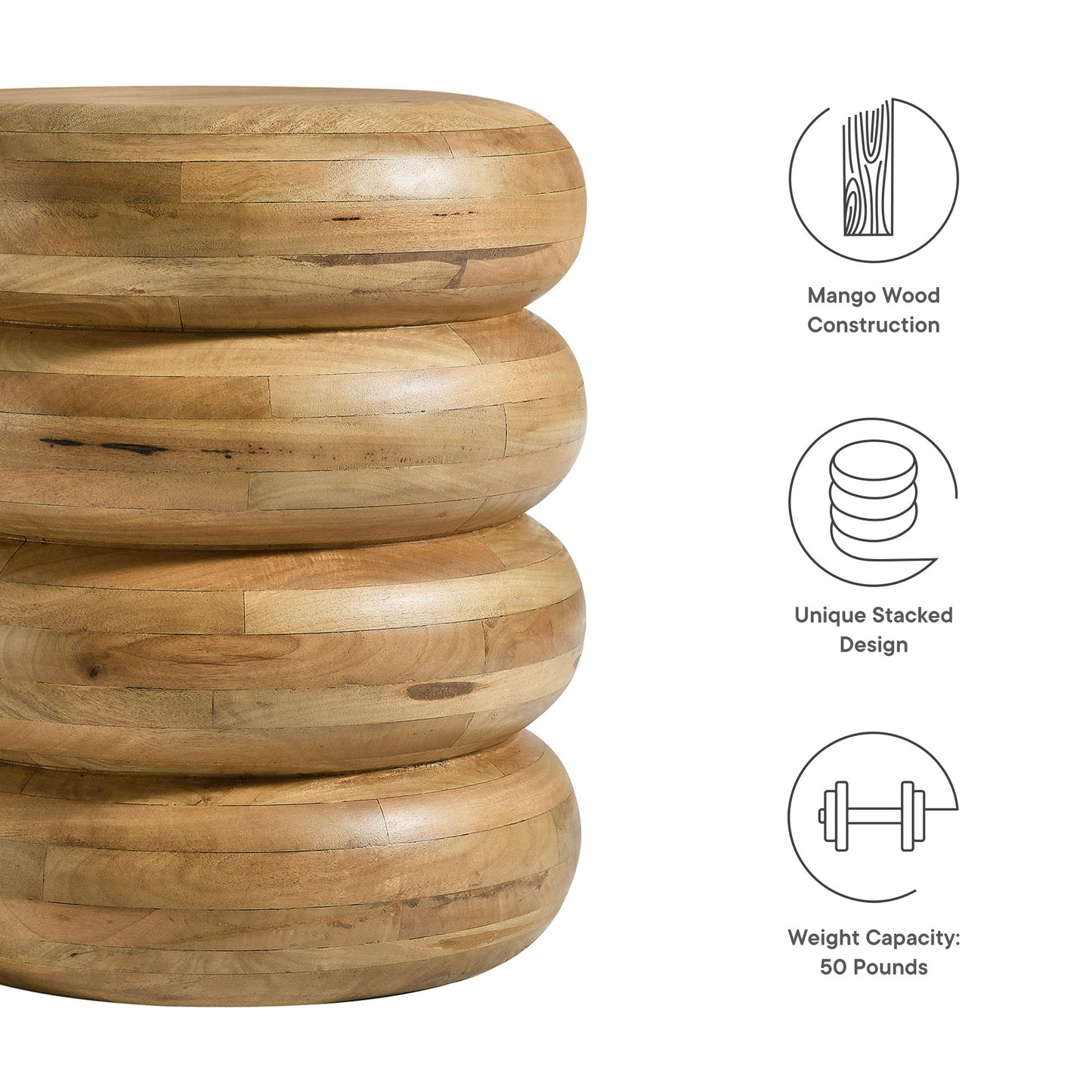 Ellery Round Stacked Wood Side Table by Modway EEI-7106