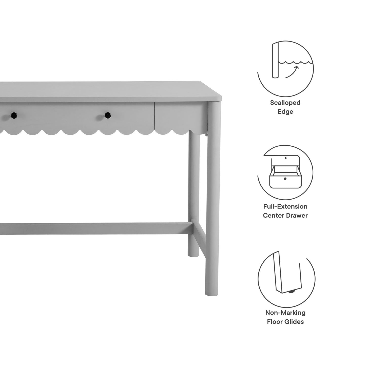 Emmeline 1-Drawer Scallop Writing Desk by Modway EEI-7155-LGR