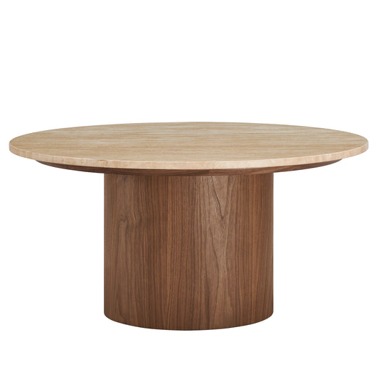 Kioni Round Travertine Coffee Table by Modway EEI-7170-WAL-TRV