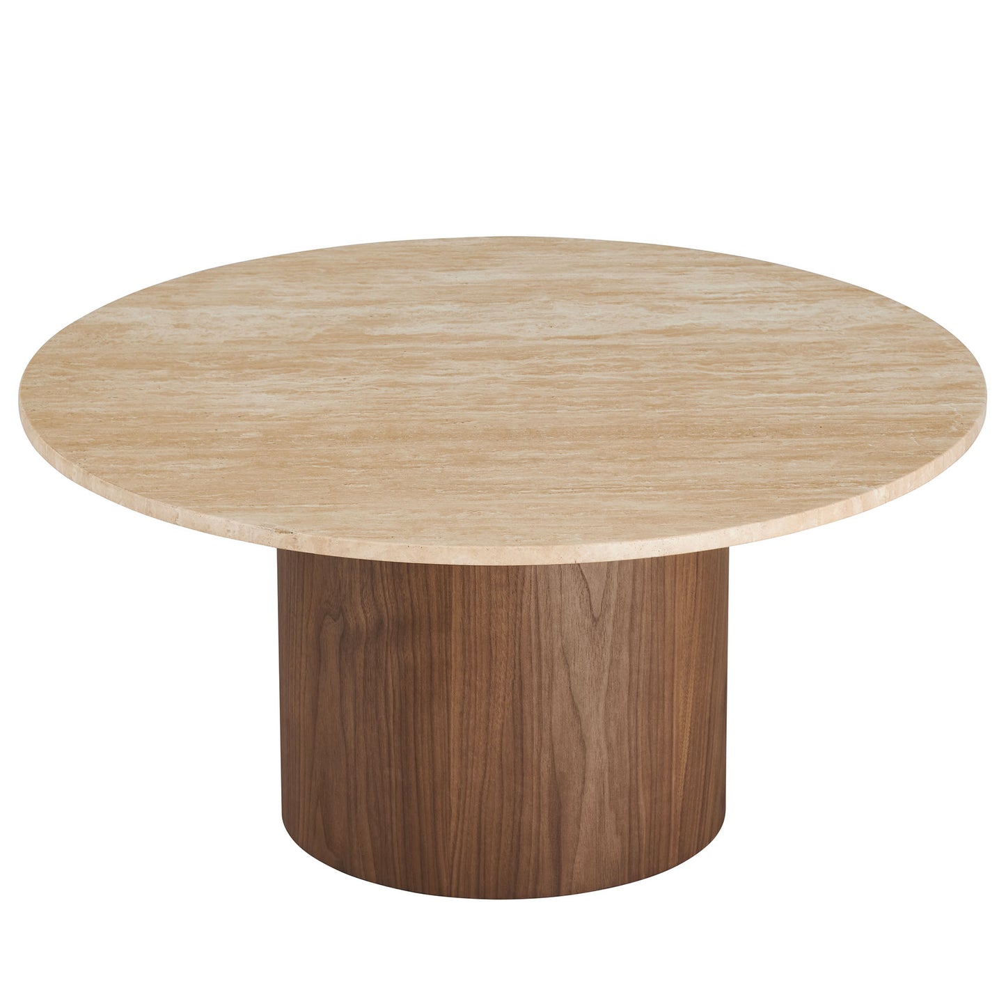 Kioni Round Travertine Coffee Table by Modway EEI-7170-WAL-TRV