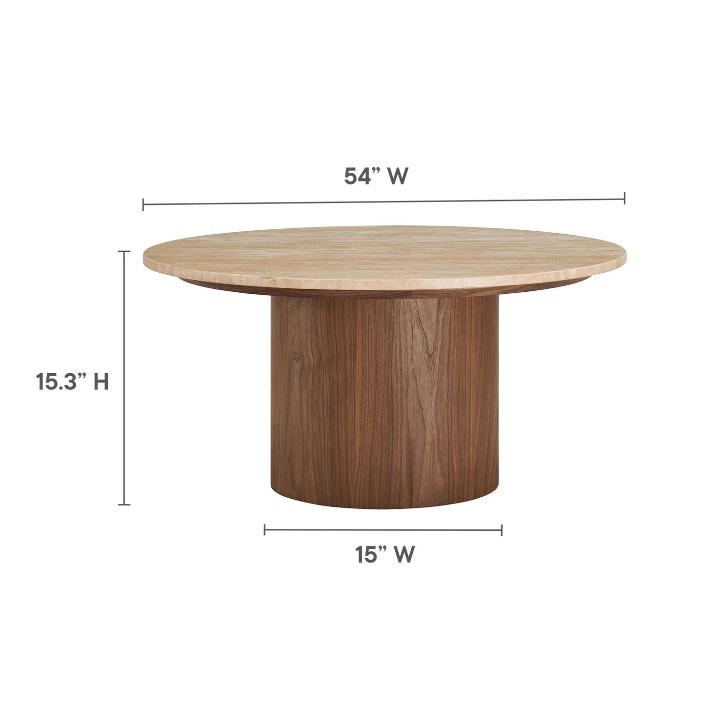 Kioni Round Travertine Coffee Table by Modway EEI-7170-WAL-TRV