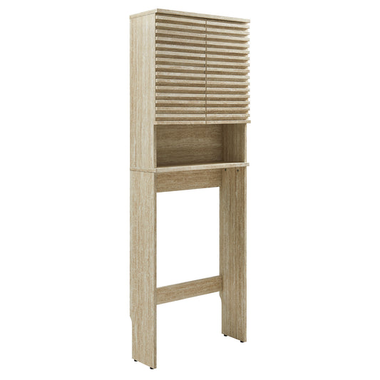 Render Over the Toilet Faux Travertine Bathroom Storage Cabinet by Modway EEI-7177-TRA