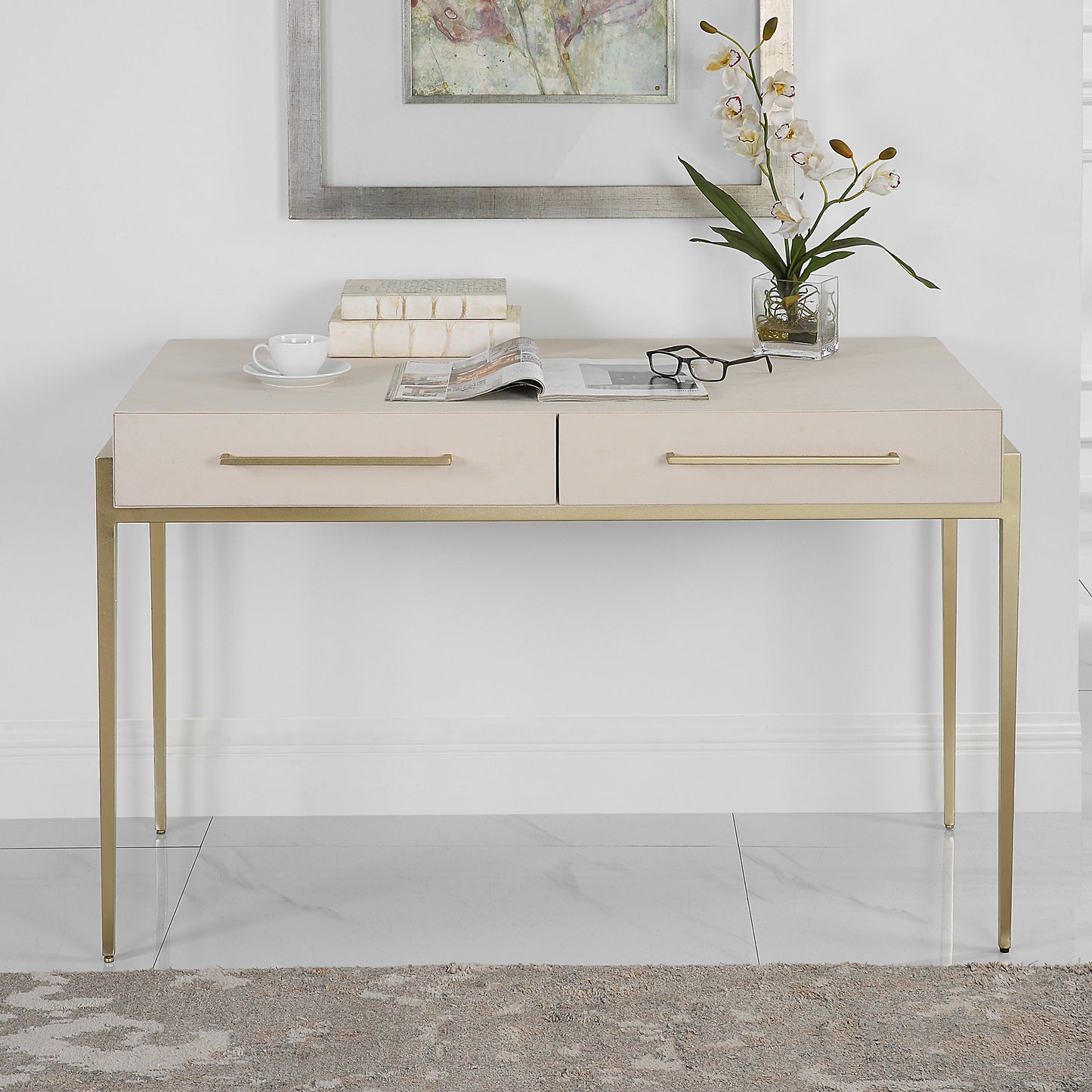 Uttermost Jewel Modern White Desk