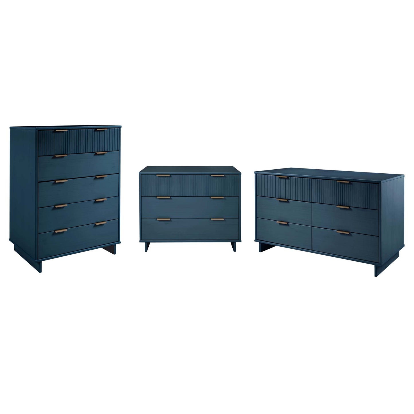 Manhattan Comfort 3-Piece Granville Modern Solid Wood Tall Narrow Chest and Dresser Set