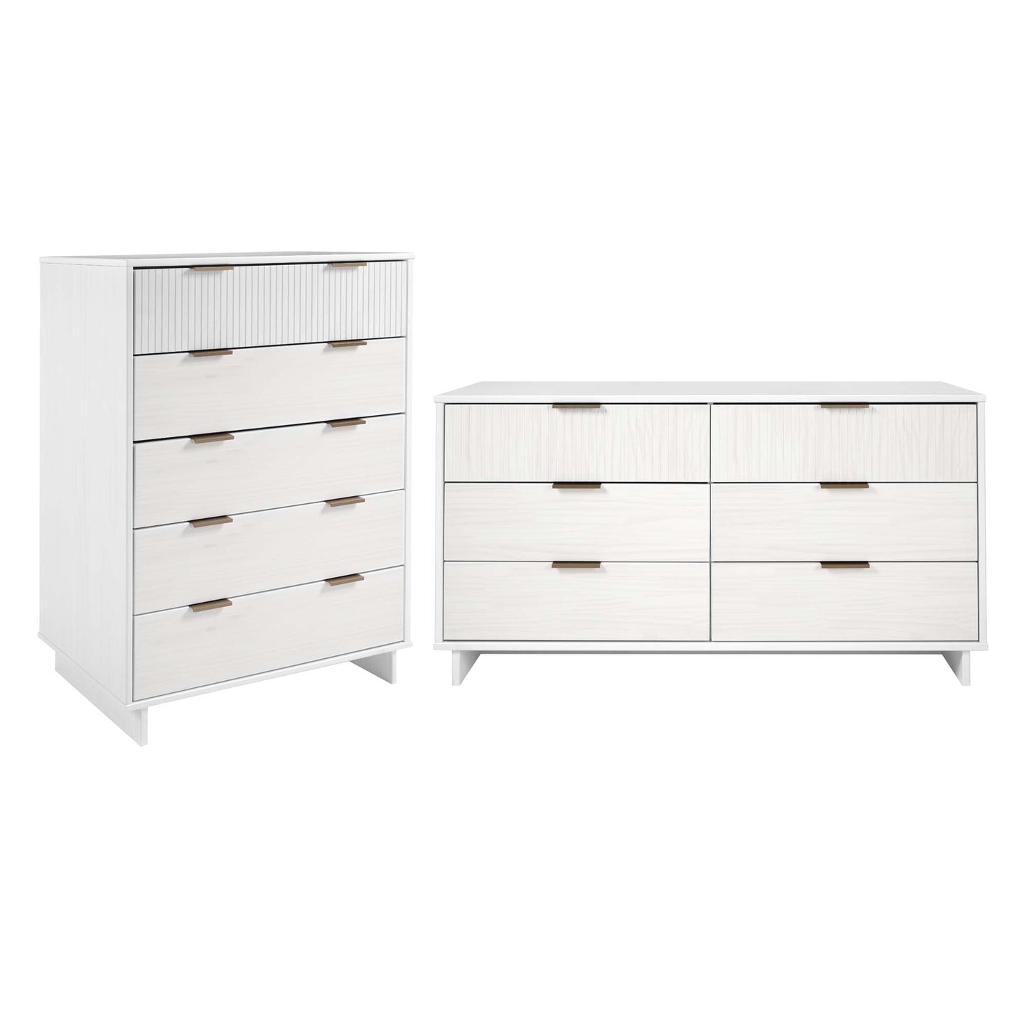 Manhattan Comfort 2-Piece Granville Modern Solid Wood Tall Chest and Double Dresser Set