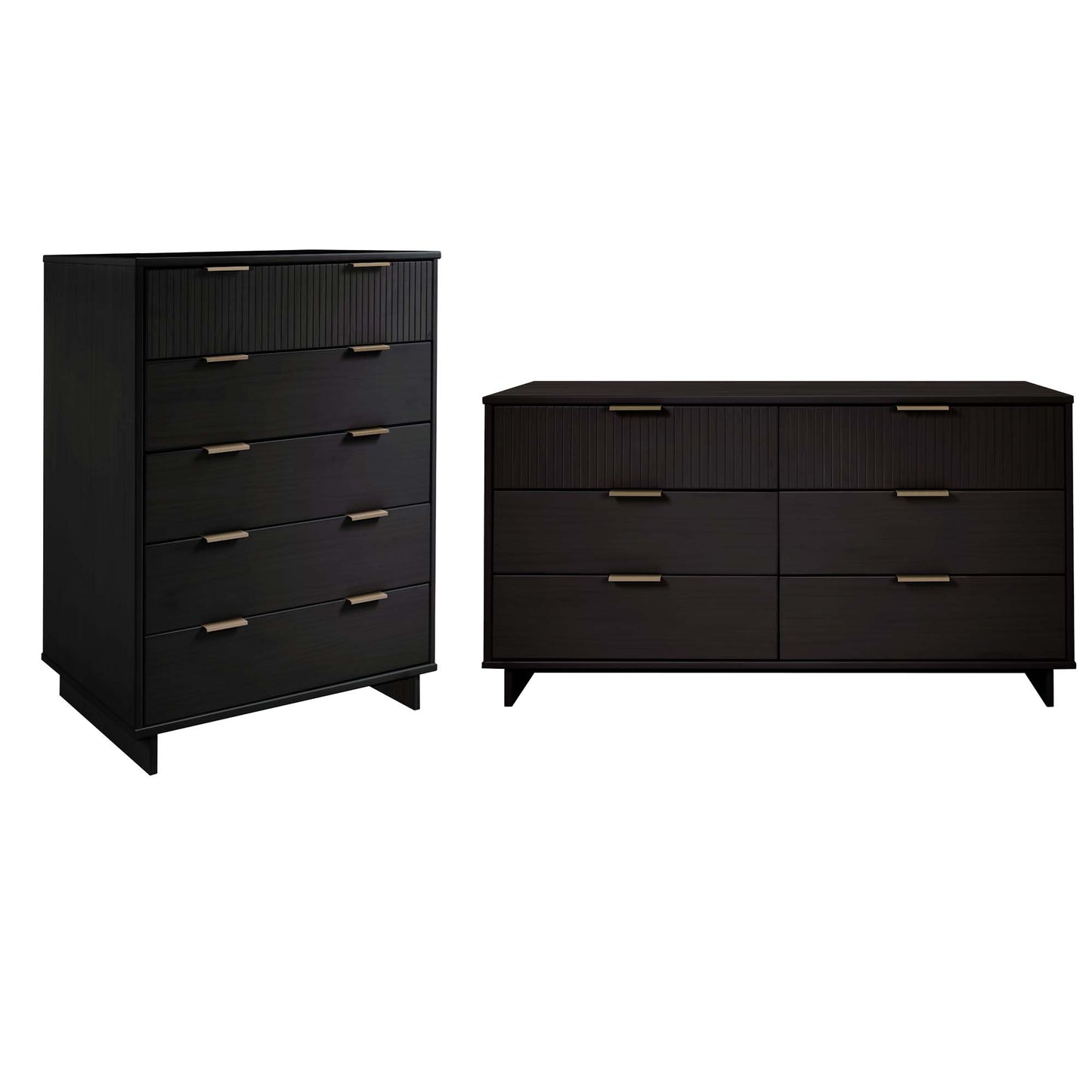 Manhattan Comfort 2-Piece Granville Modern Solid Wood Tall Chest and Double Dresser Set