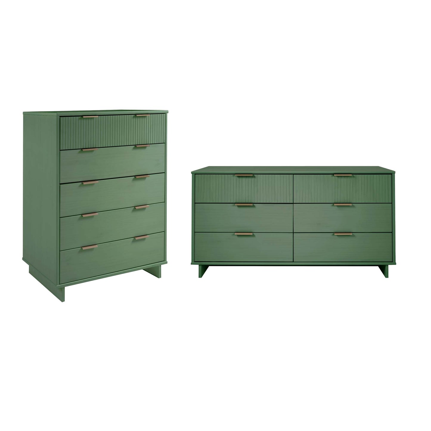 Manhattan Comfort 2-Piece Granville Modern Solid Wood Tall Chest and Double Dresser Set