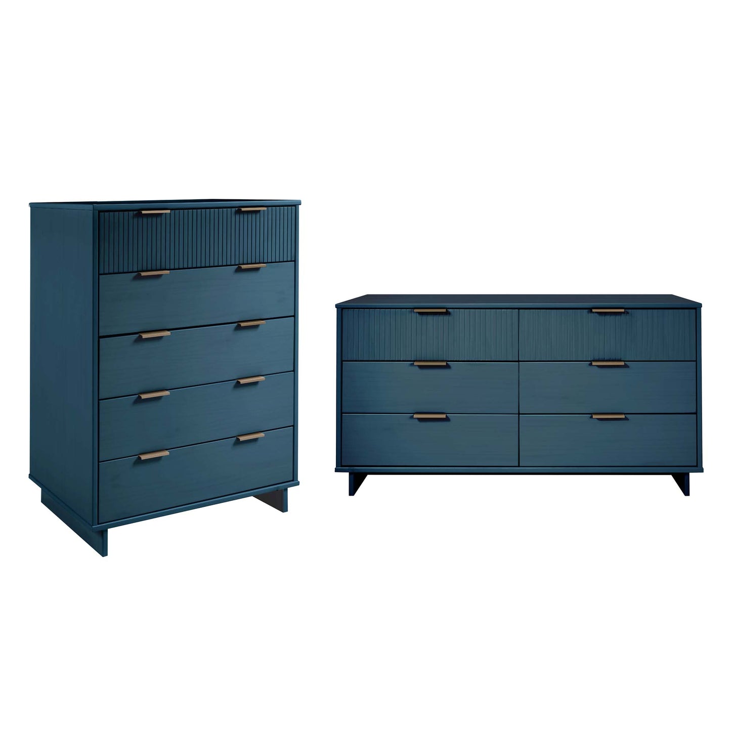 Manhattan Comfort 2-Piece Granville Modern Solid Wood Tall Chest and Double Dresser Set