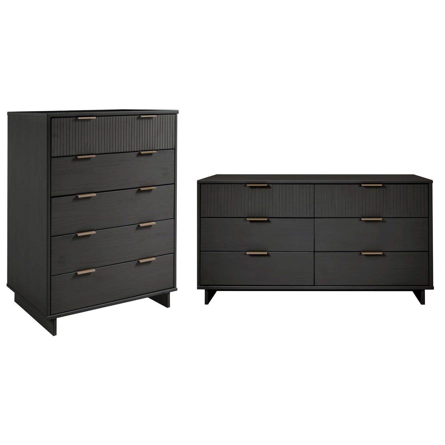 Manhattan Comfort 2-Piece Granville Modern Solid Wood Tall Chest and Double Dresser Set