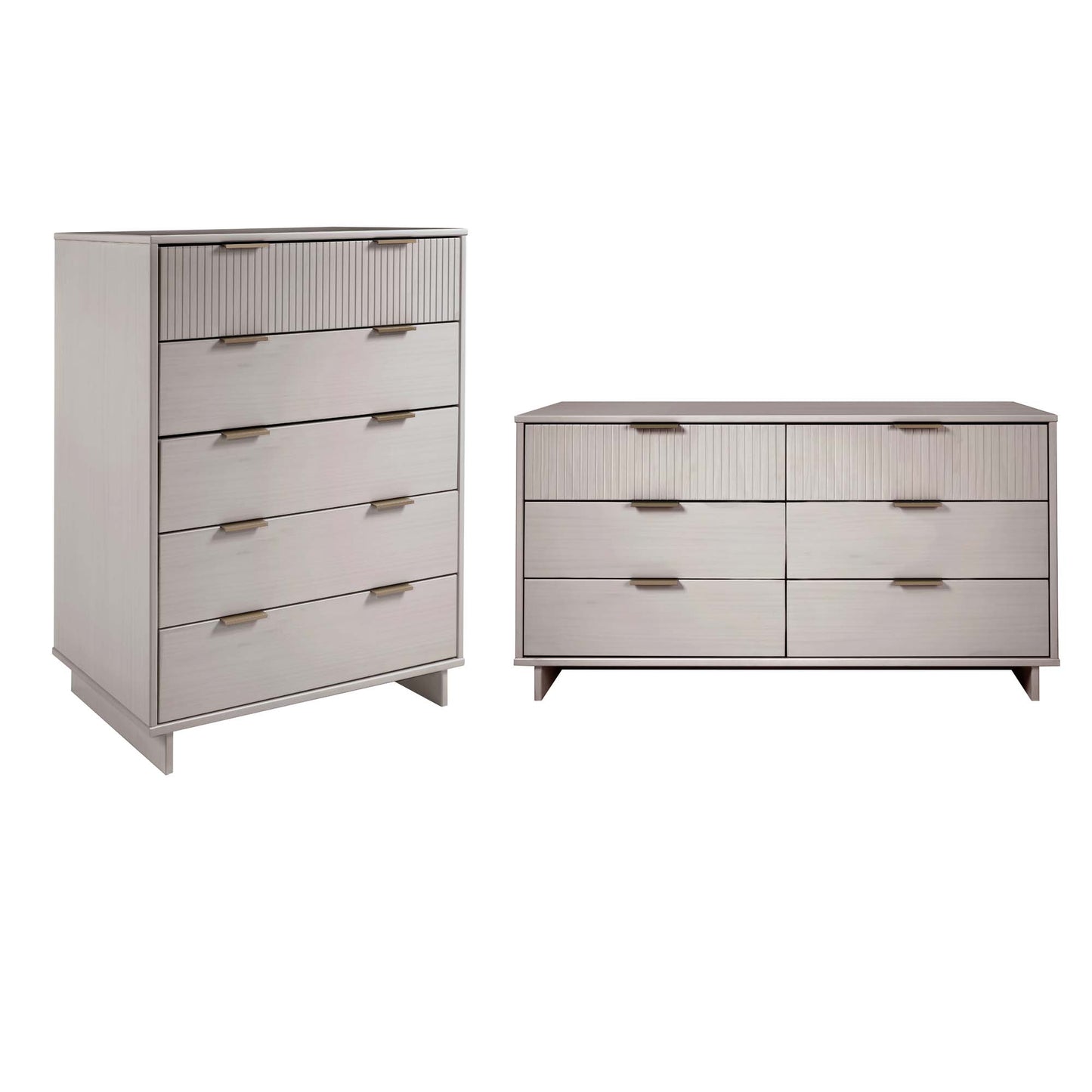 Manhattan Comfort 2-Piece Granville Modern Solid Wood Tall Chest and Double Dresser Set