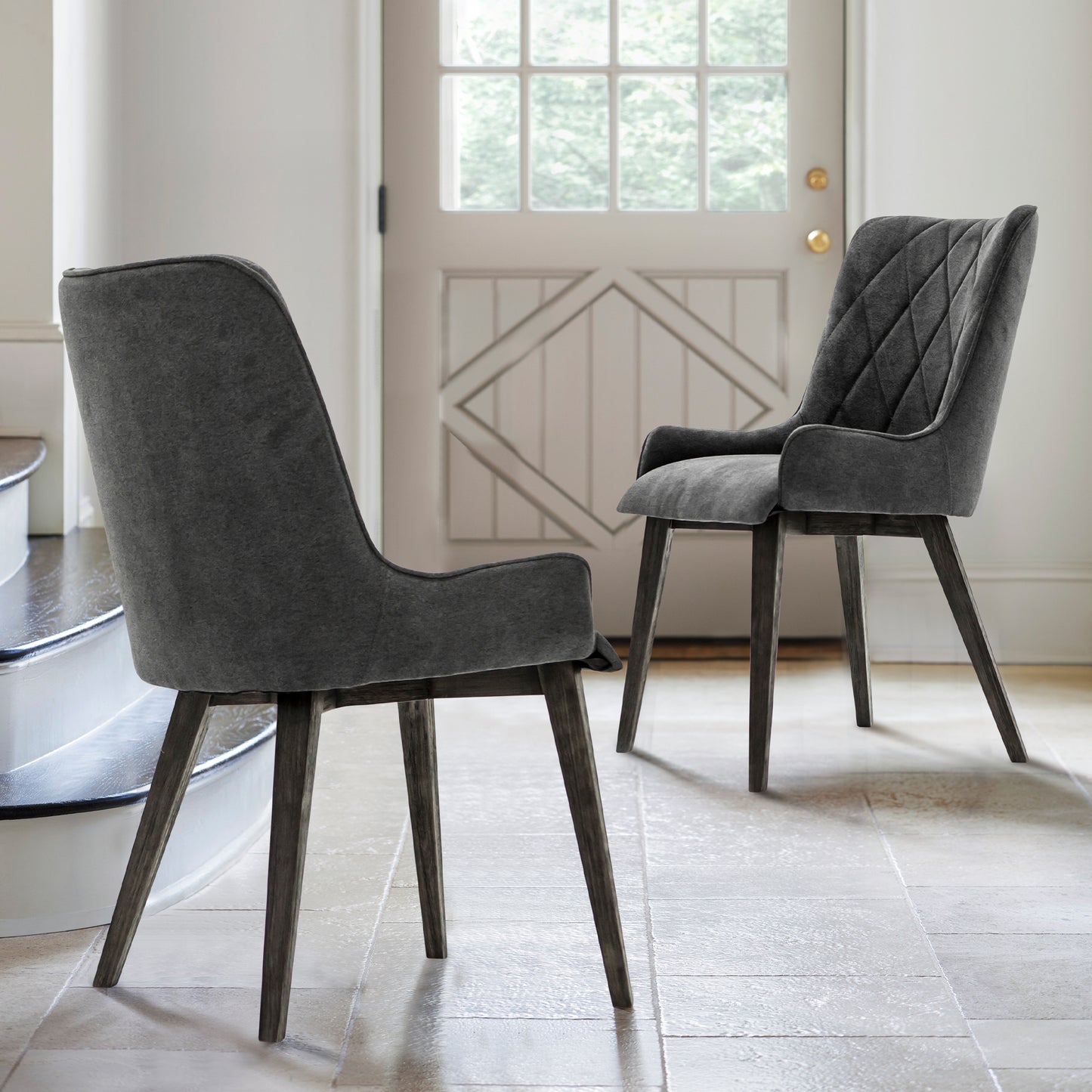 Alana Charcoal Upholstered Dining Chair - Set of 2