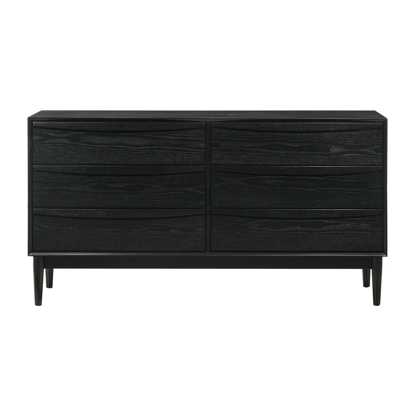 Artemio 6 Drawer Wood Dresser in Black and Walnut Finish