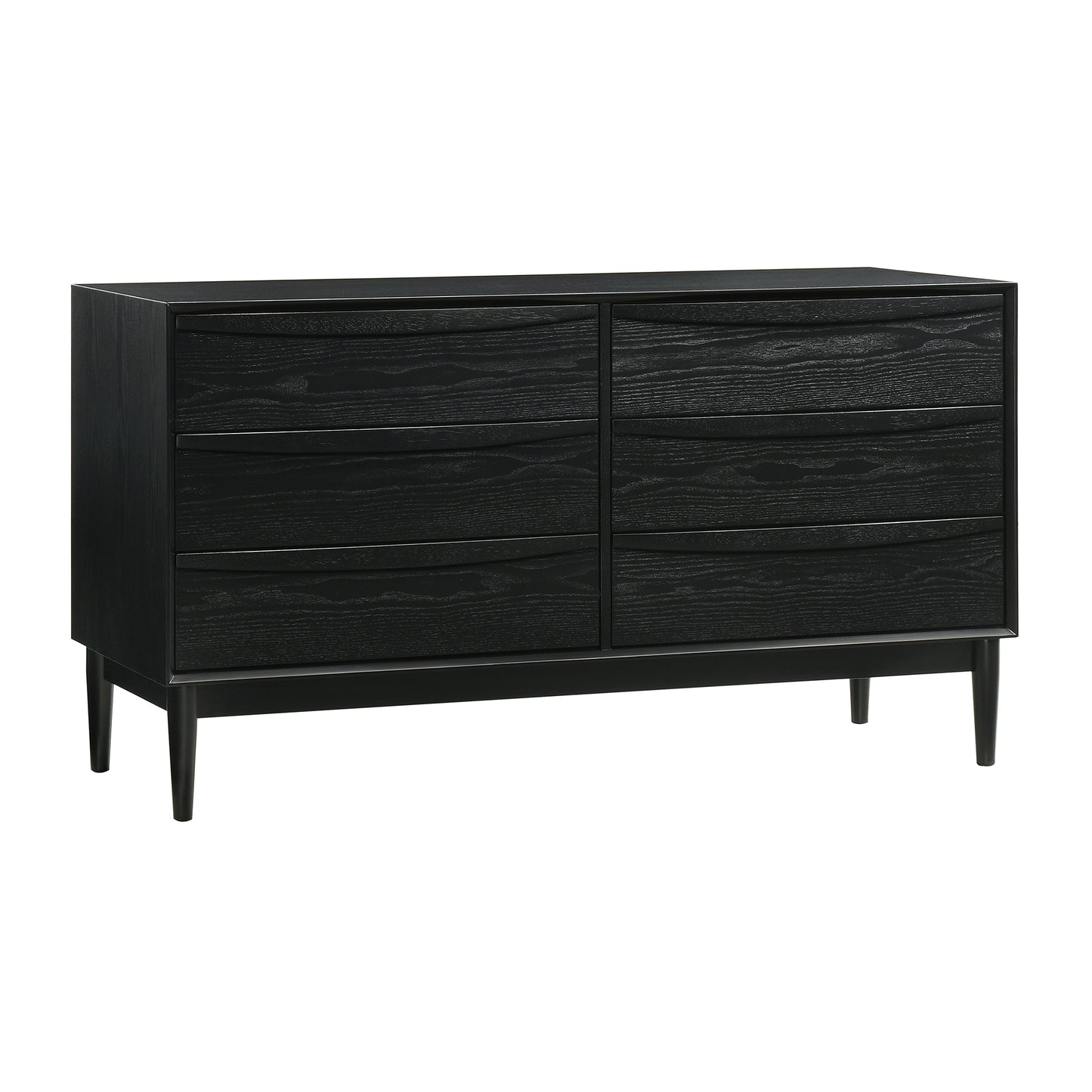 Artemio 6 Drawer Wood Dresser in Black and Walnut Finish