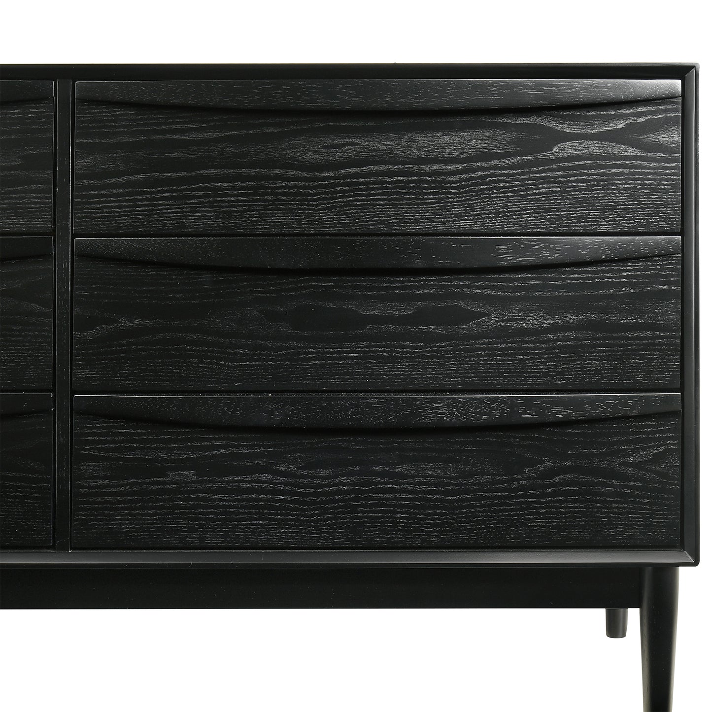 Artemio 6 Drawer Wood Dresser in Black and Walnut Finish