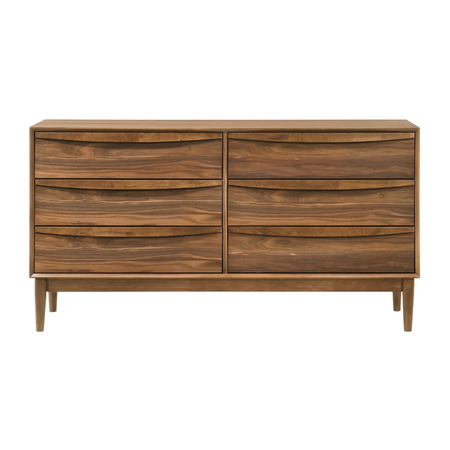 Artemio 6 Drawer Wood Dresser in Black and Walnut Finish