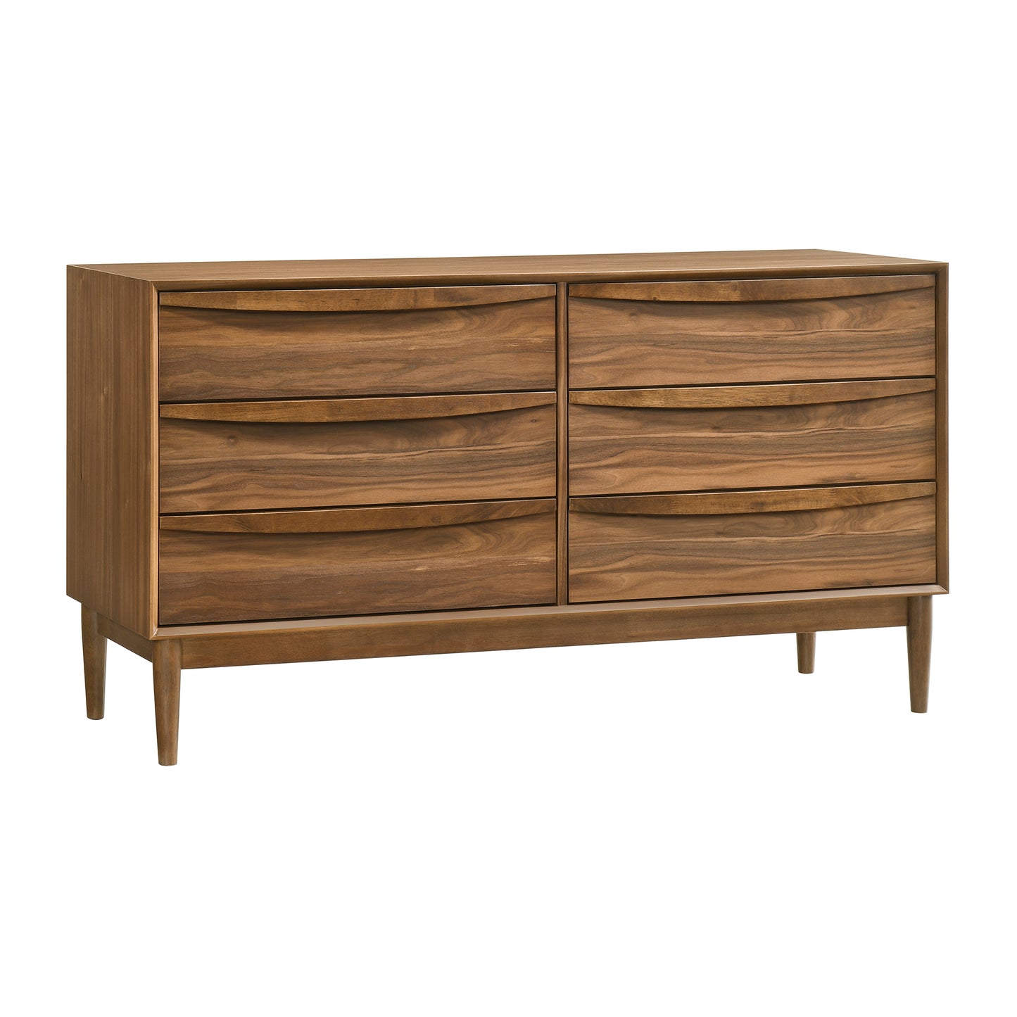 Artemio 6 Drawer Wood Dresser in Black and Walnut Finish