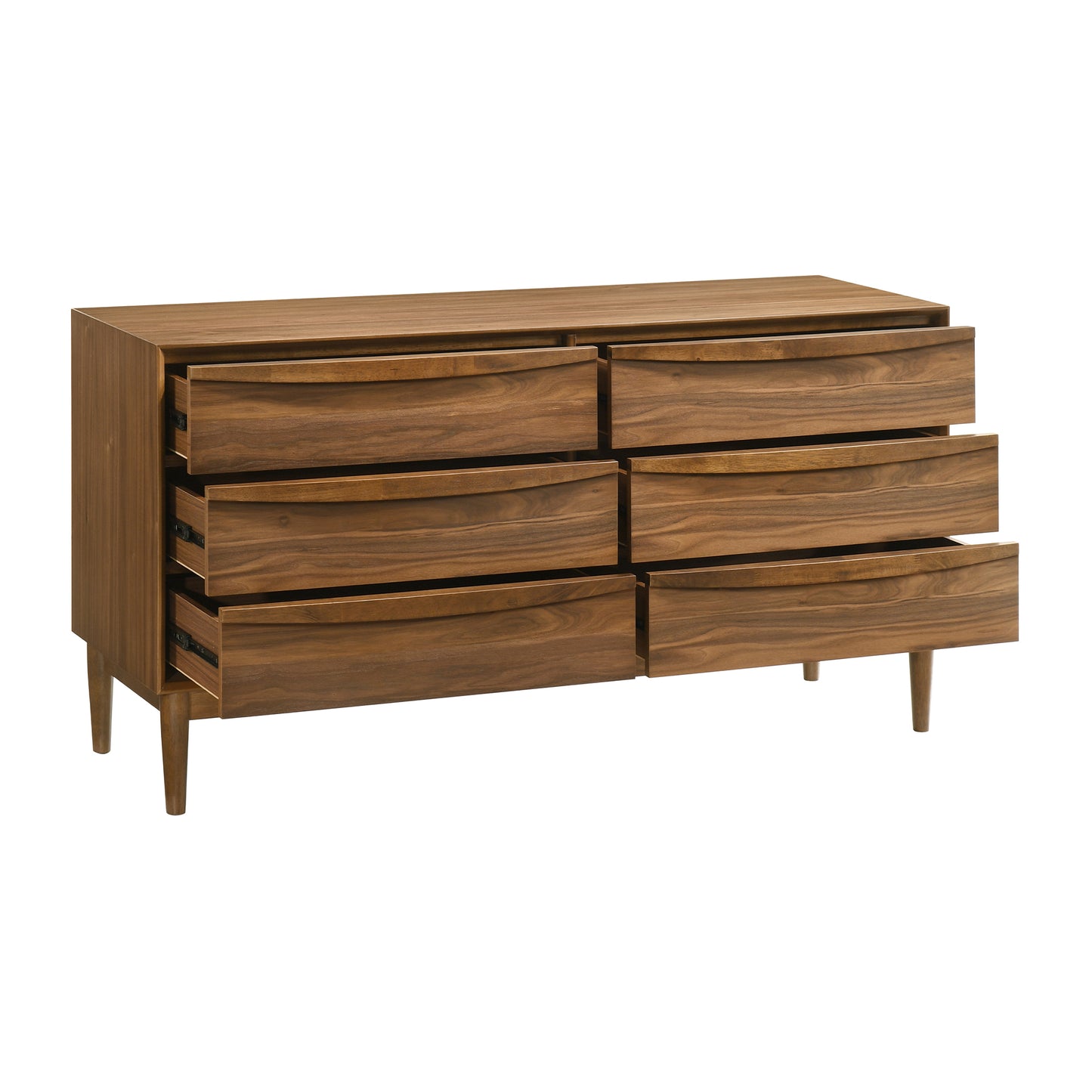 Artemio 6 Drawer Wood Dresser in Black and Walnut Finish